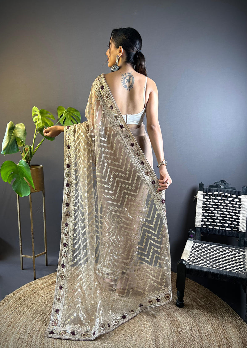 Butterfly Net Saree