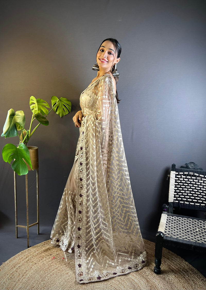 Butterfly Net Saree