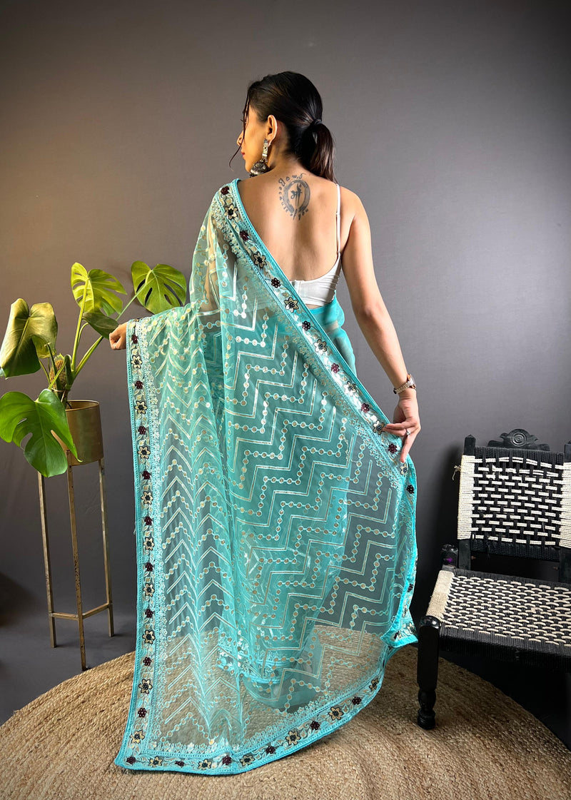 Butterfly Net Saree