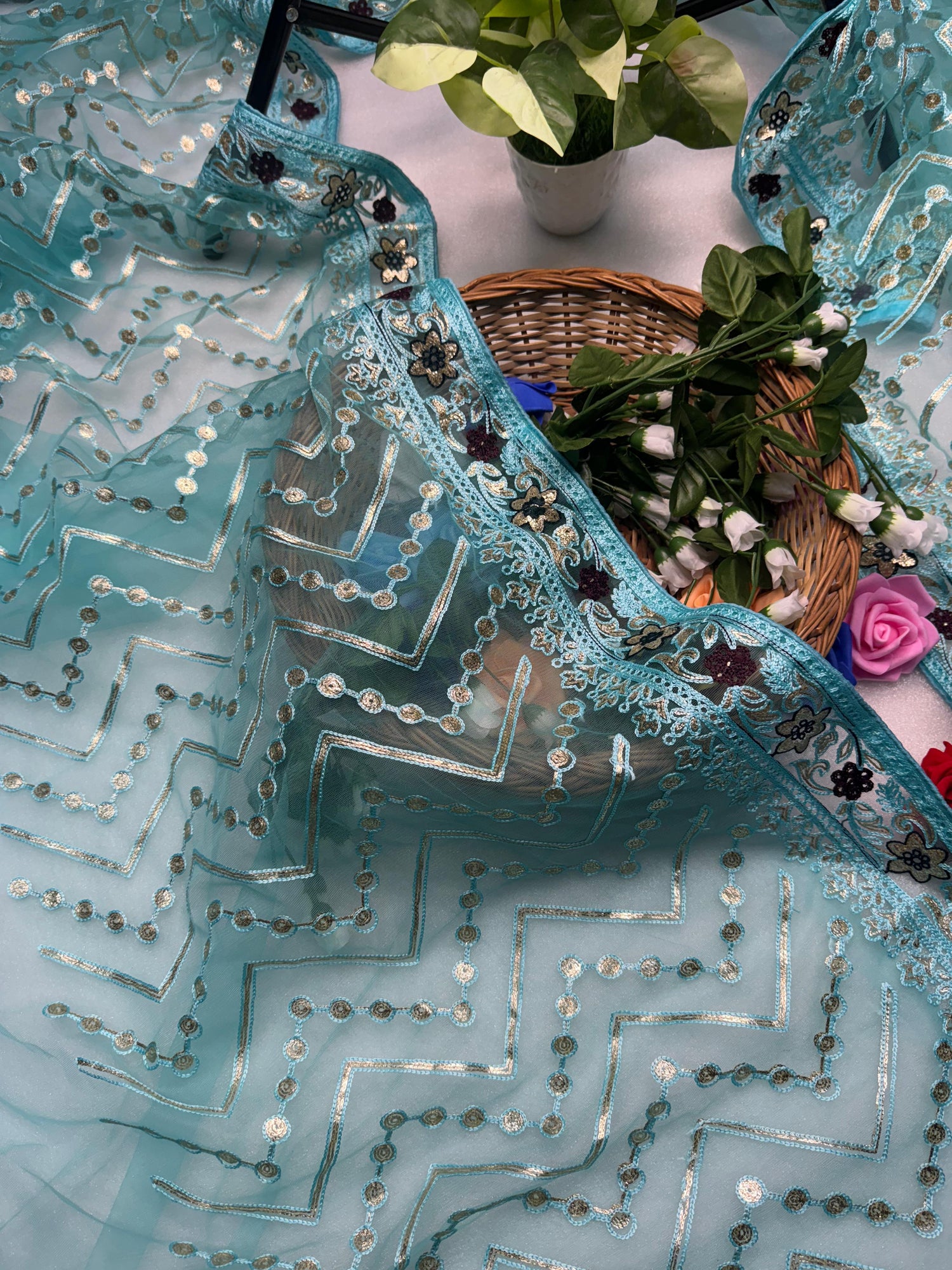 Butterfly Net Saree