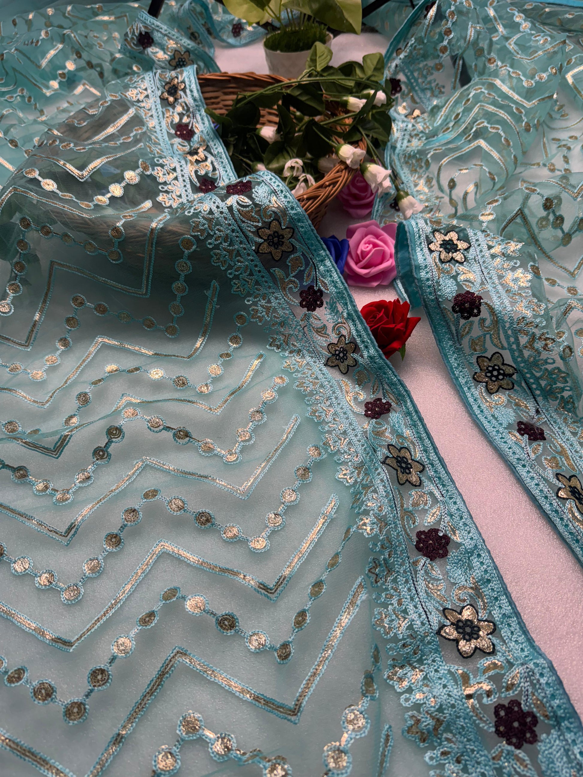 Butterfly Net Saree