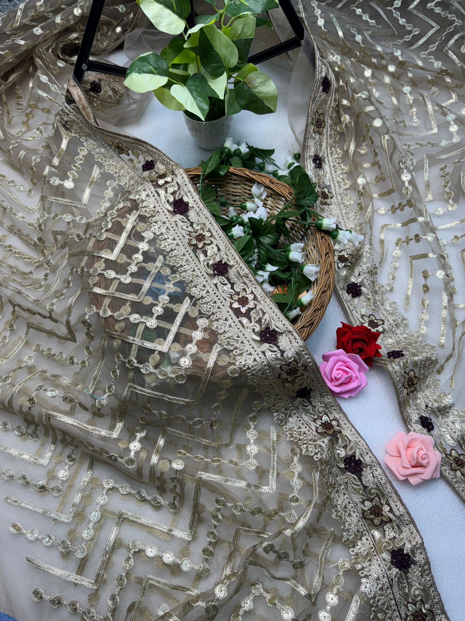 Butterfly Net Saree