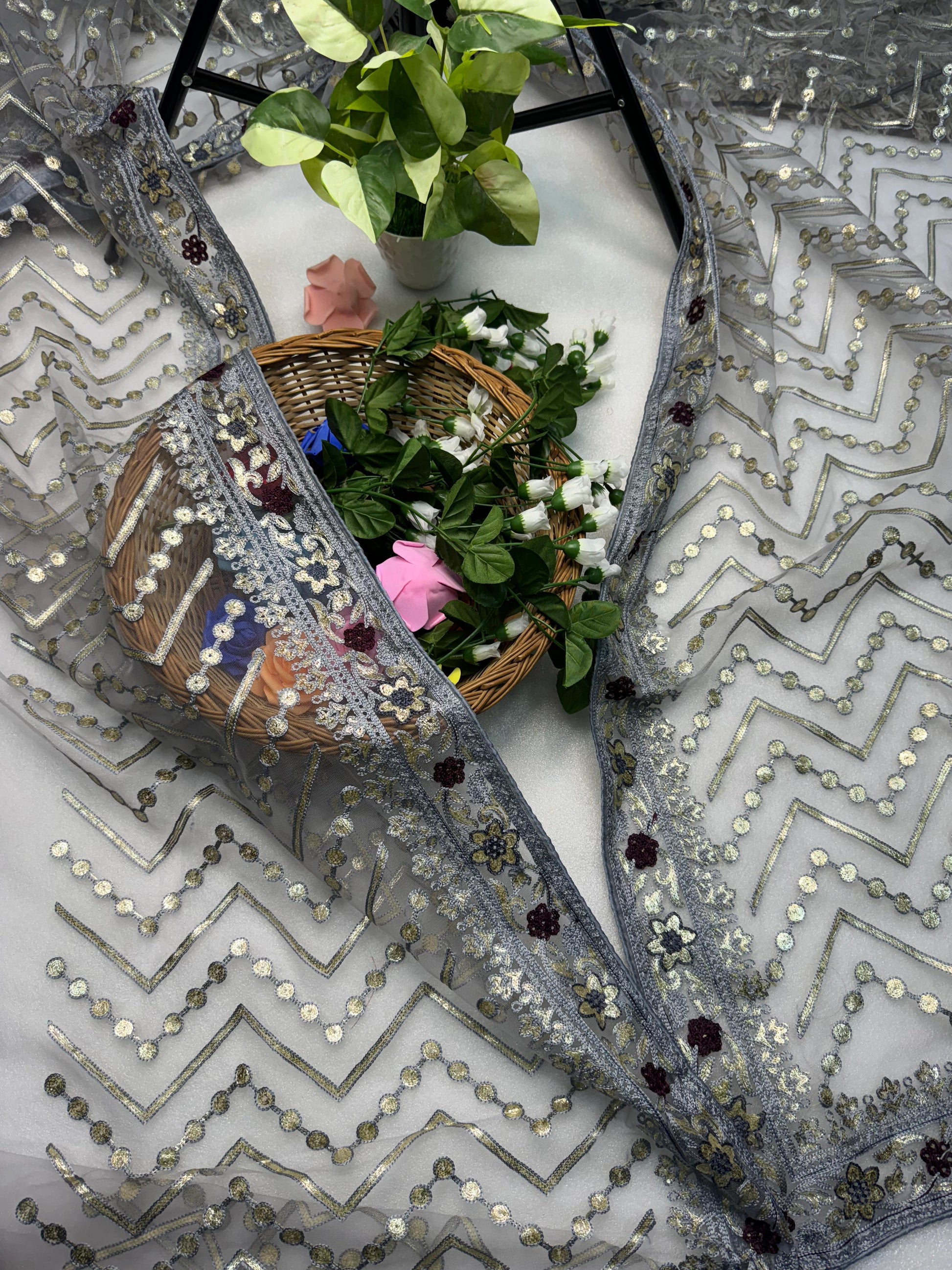Butterfly Net Saree