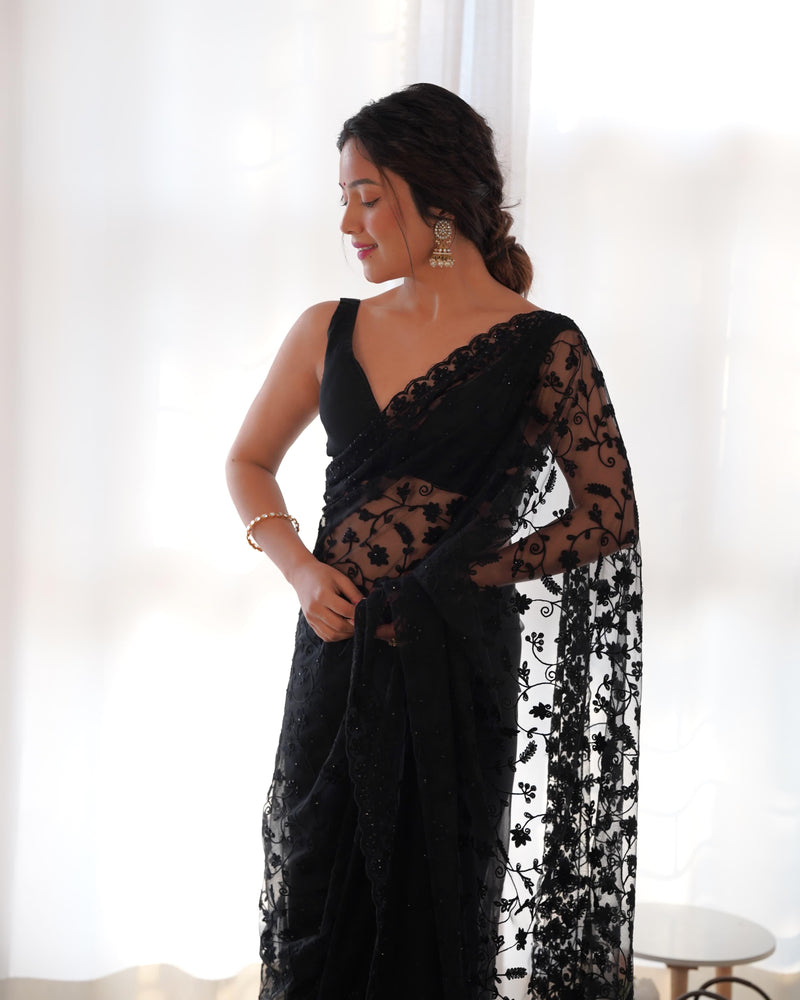 Butterfly Net Saree