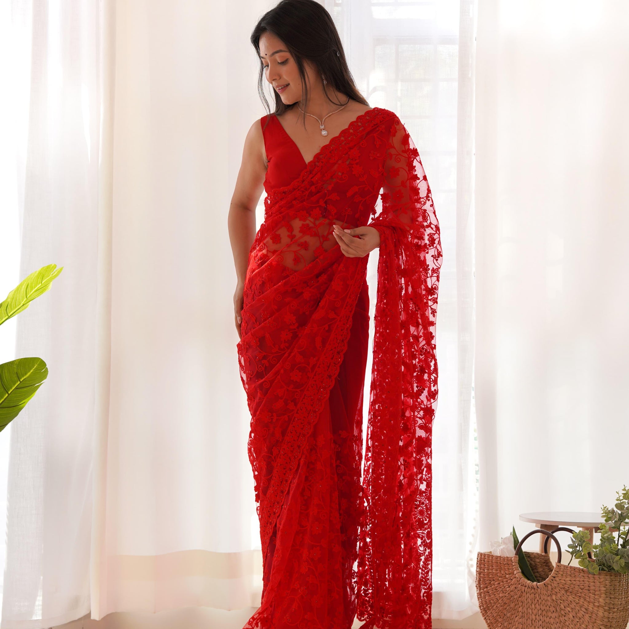 Butterfly Net Saree