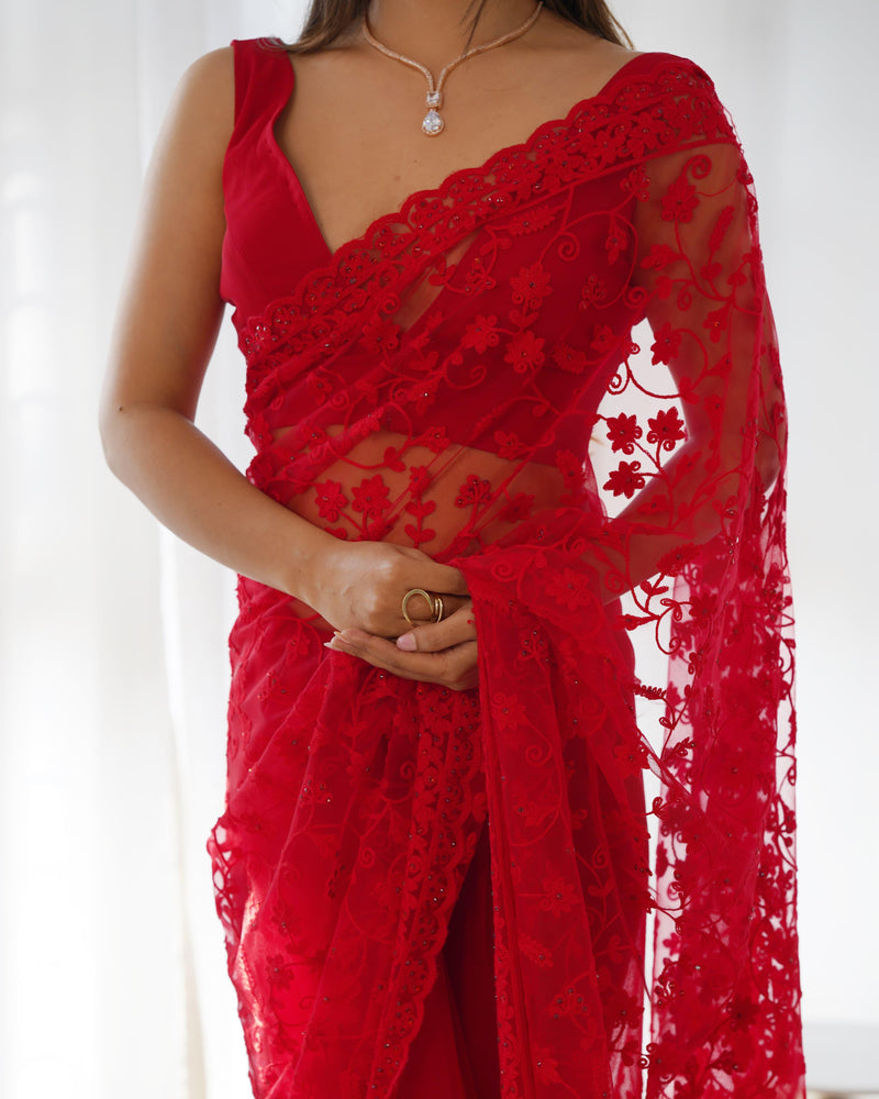 Butterfly Net Saree