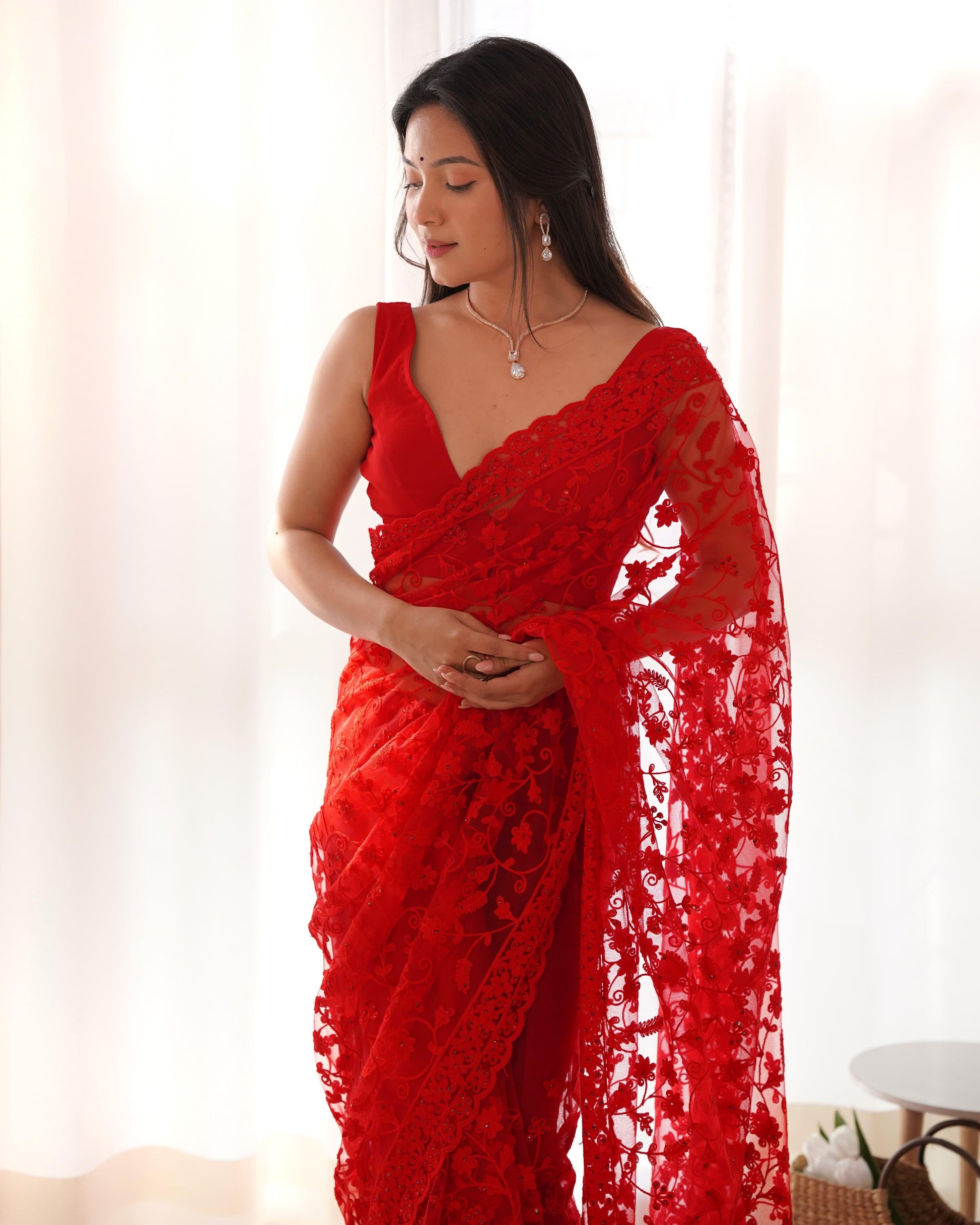 Butterfly Net Saree