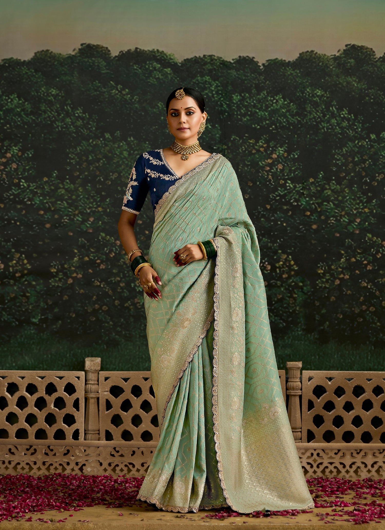 Mint Green Dola Silk Saree with Elegant Sequence Embroidery