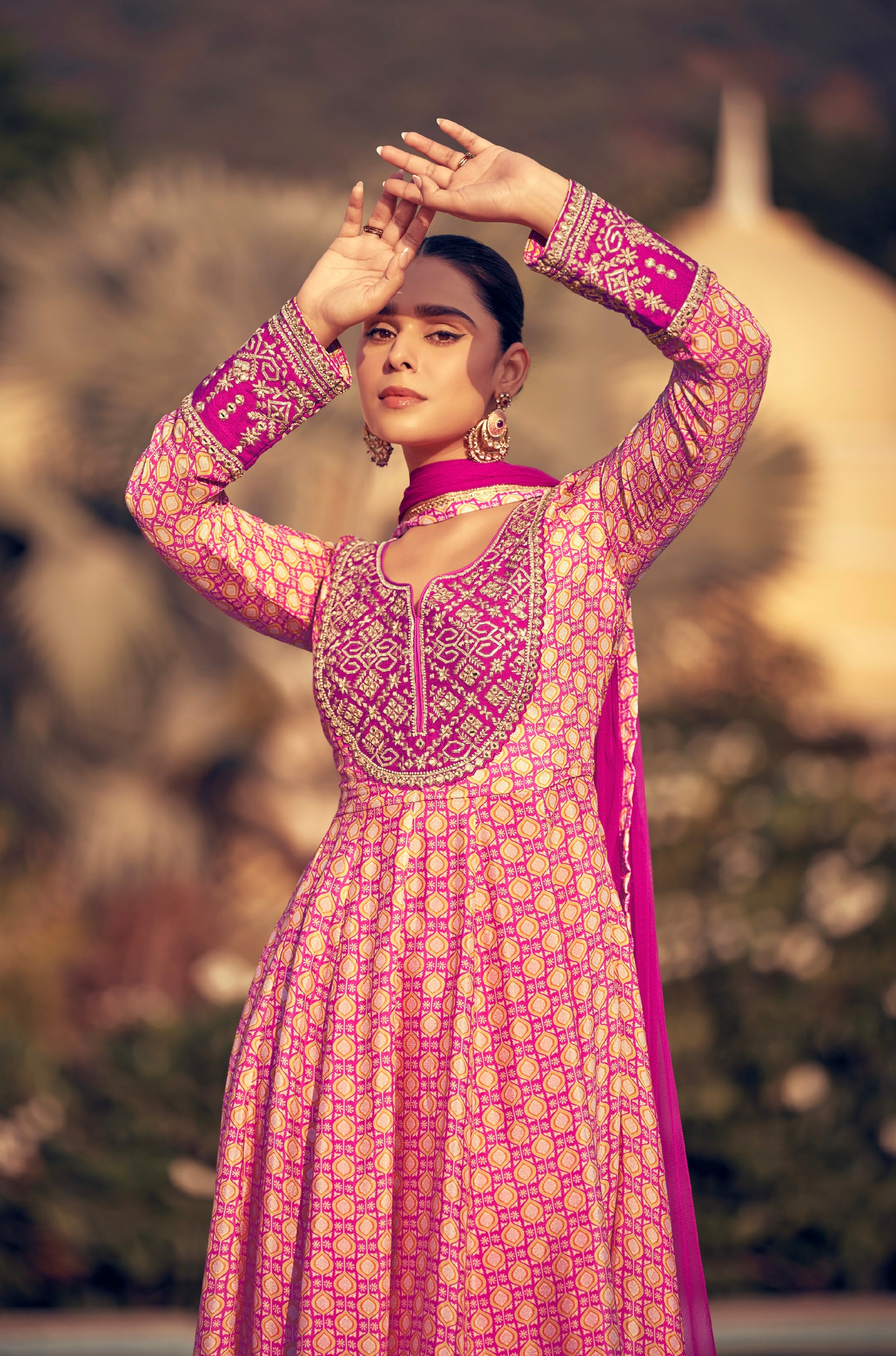 Pink Anarkali Suit in Premium Real Chinon Silk & Designer Embroidery