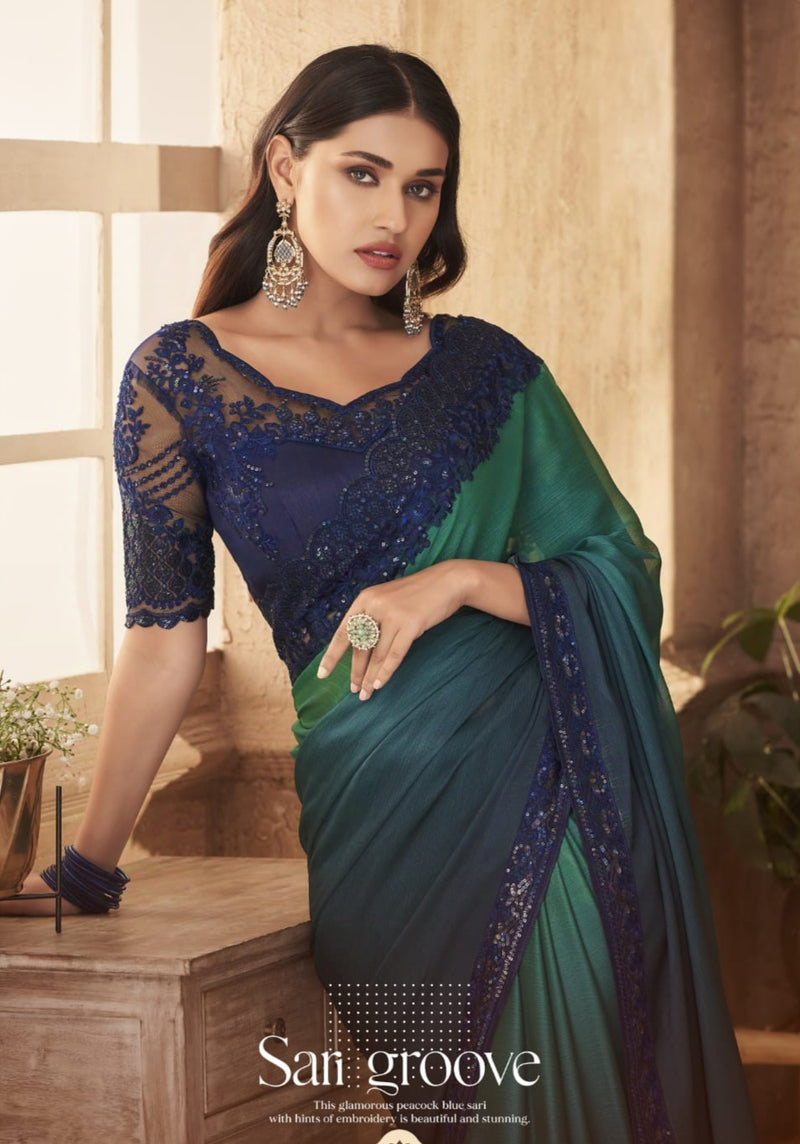 Beautiful Designer Party Wear Sandalwood Saree