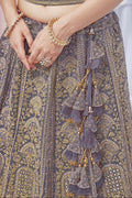 Purple Soft Net Lehenga with Sequins, Zari & Paisley Motifs
