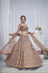 Bridal Mauve Soft Net Lehenga with Paisley & Peacock Embroidery