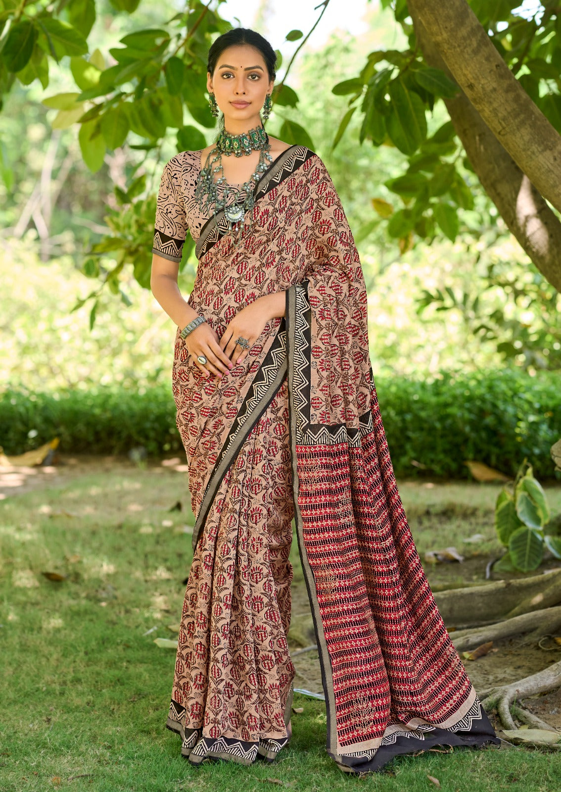 Women's Designer Party Wear Indian Style Mulmul Cotton Handblock Print Saree