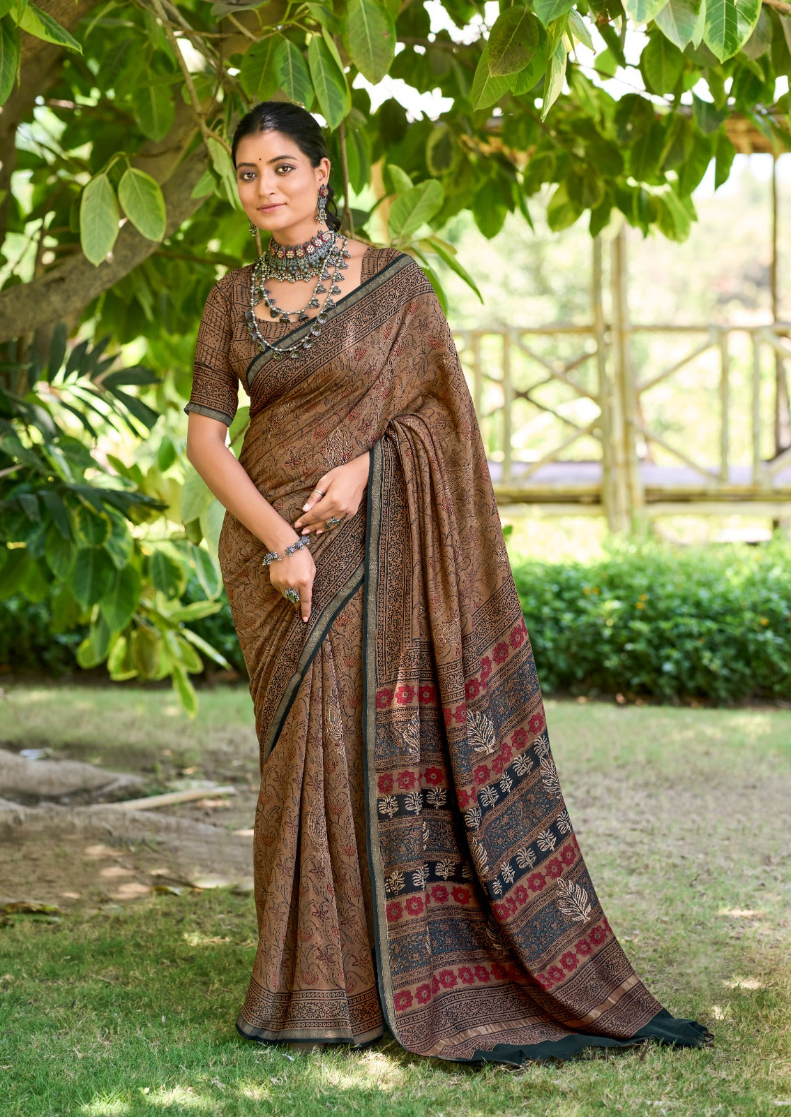 Mulmul Cotton Handblock Print Saree