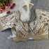 White Wedding Silk Blouse with Heavy Gold Embroidery & Padded Design