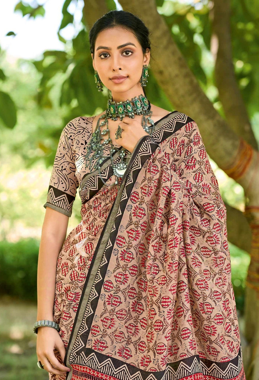 Women's Designer Party Wear Indian Style Mulmul Cotton Handblock Print Saree