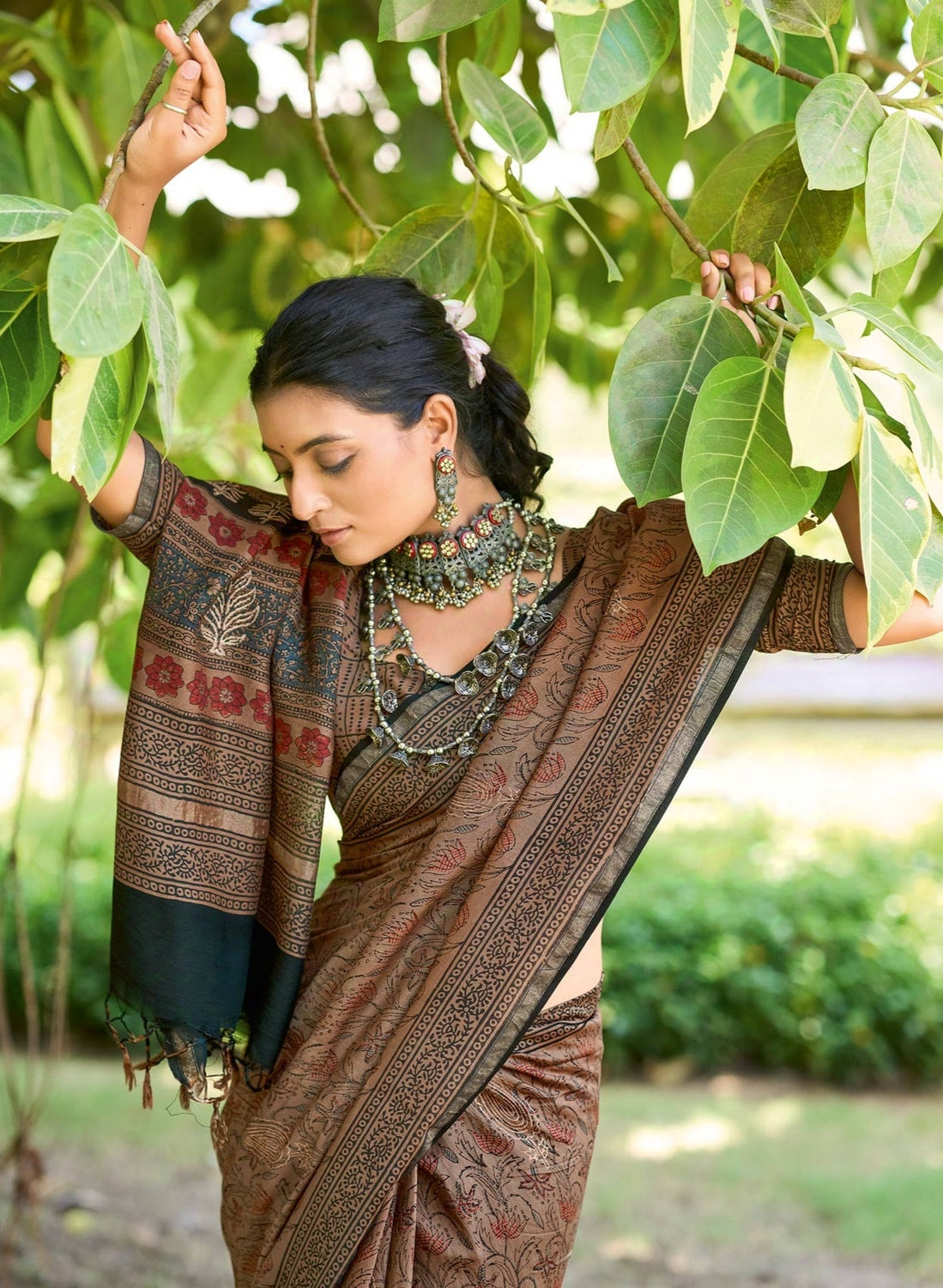 Mulmul Cotton Handblock Print Saree