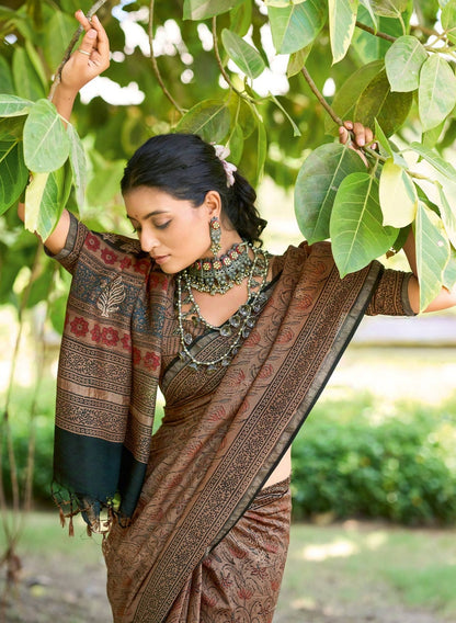 Mulmul Cotton Handblock Print Saree