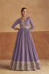 Lavender Pure Viscose Silk Anarkali with Embroidered Net Dupatta