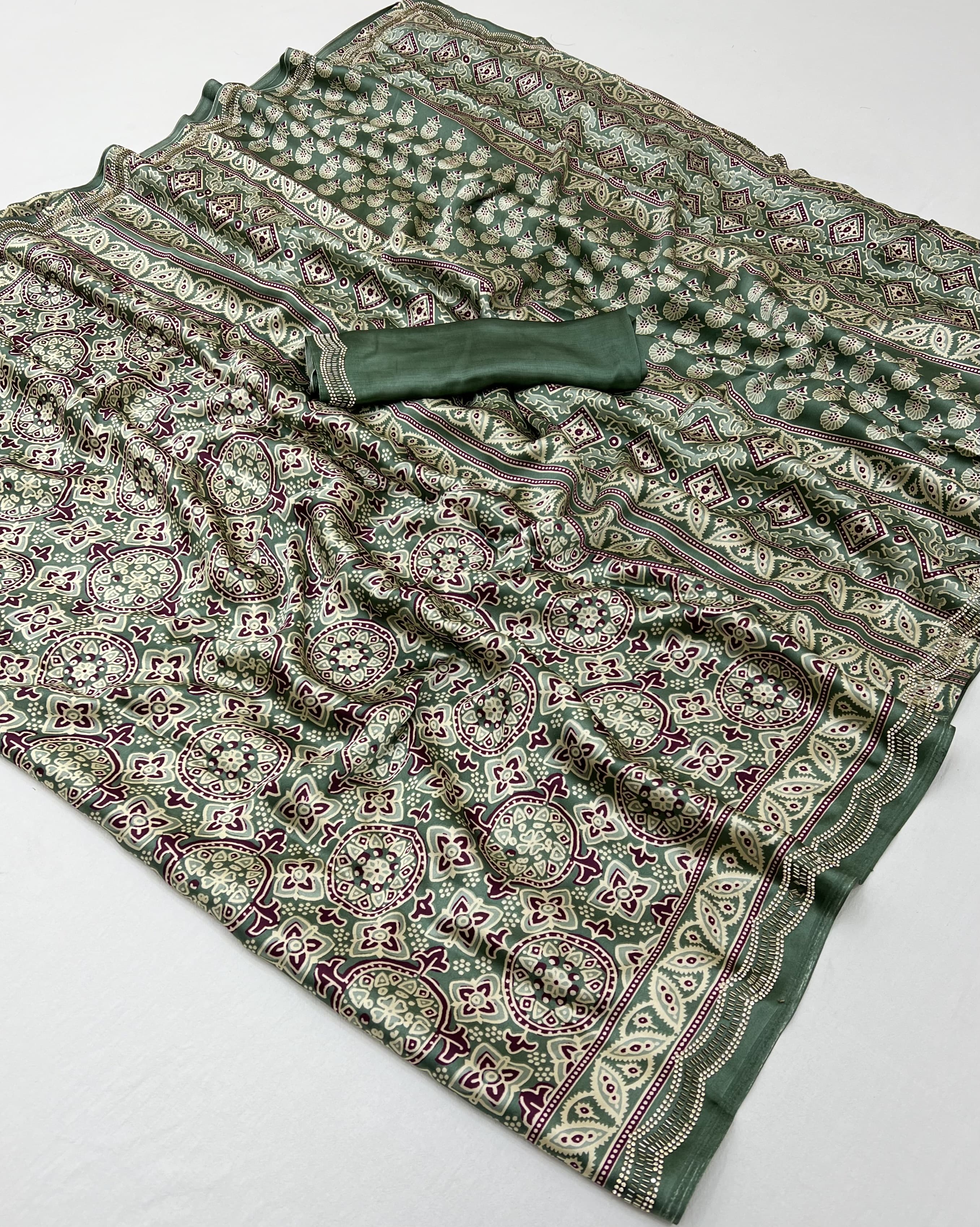 Modal Sartin Ajrak Print Saree