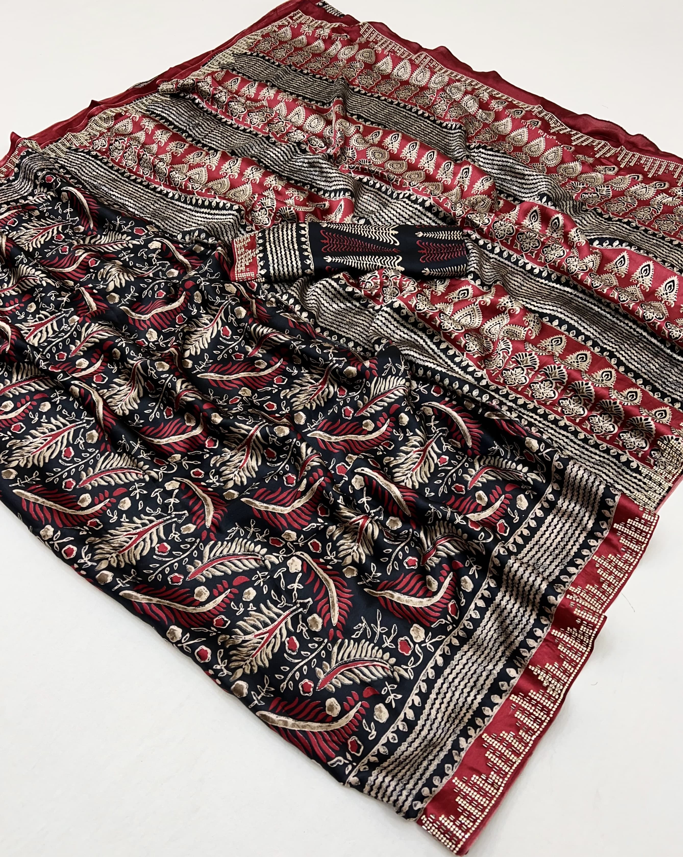 Modal Sartin Ajrak Print Saree