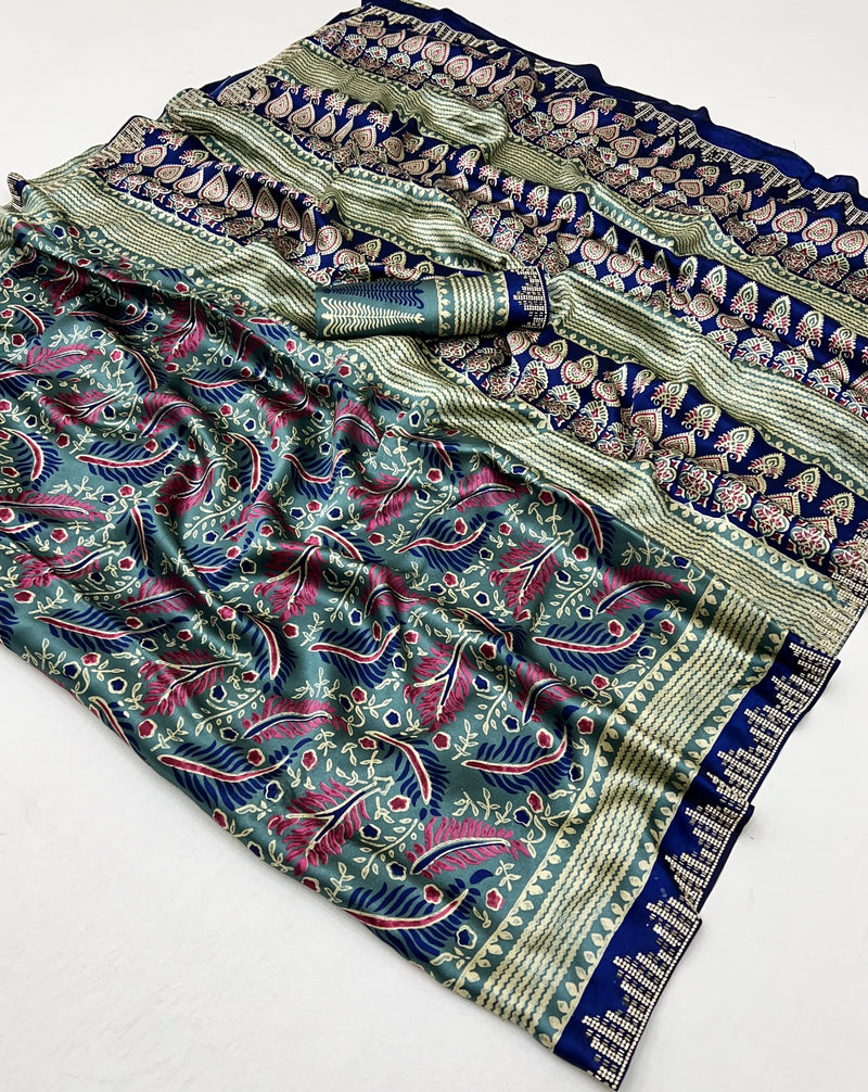 Modal Sartin Ajrak Print Saree