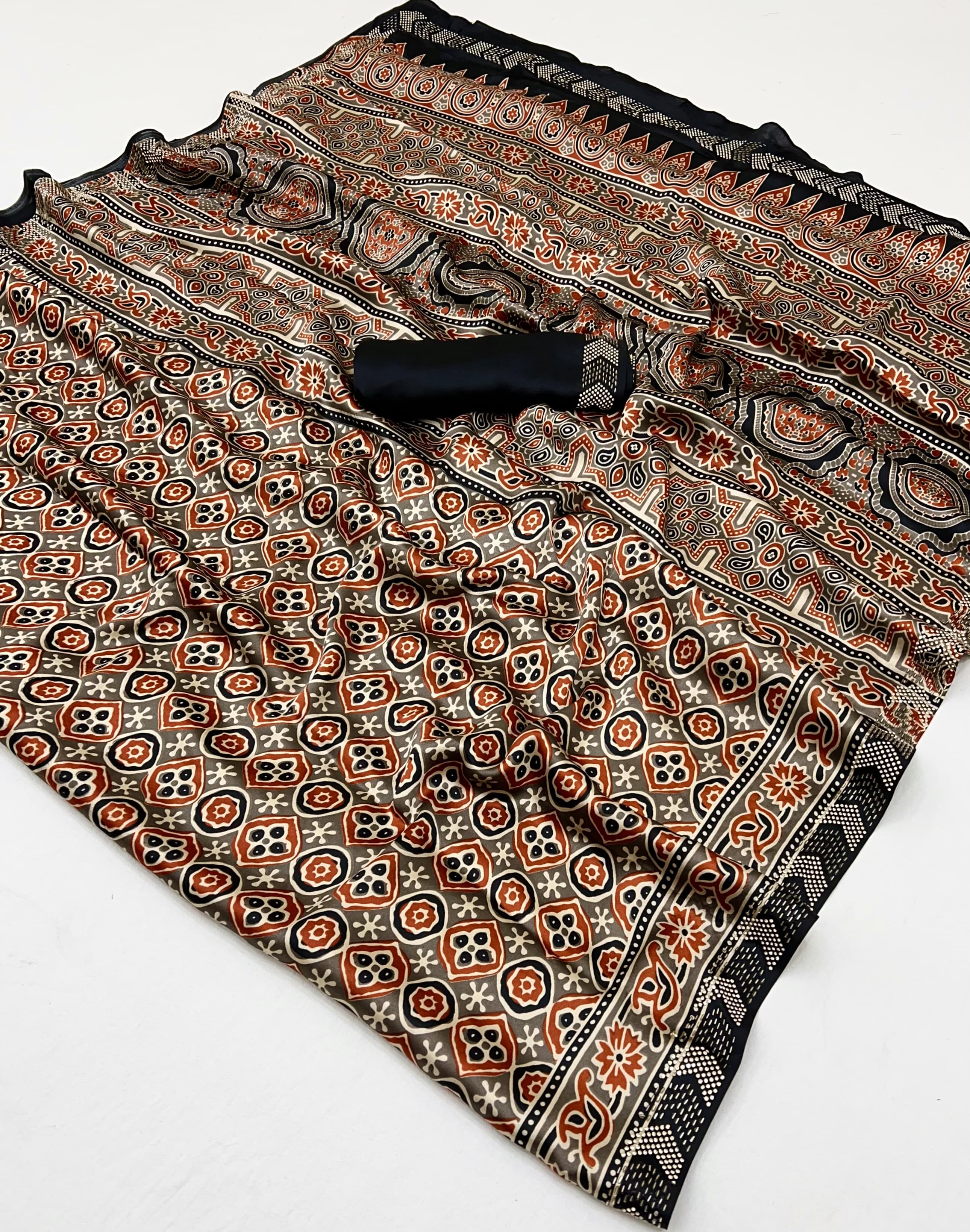 Modal Sartin Ajrak Print Saree