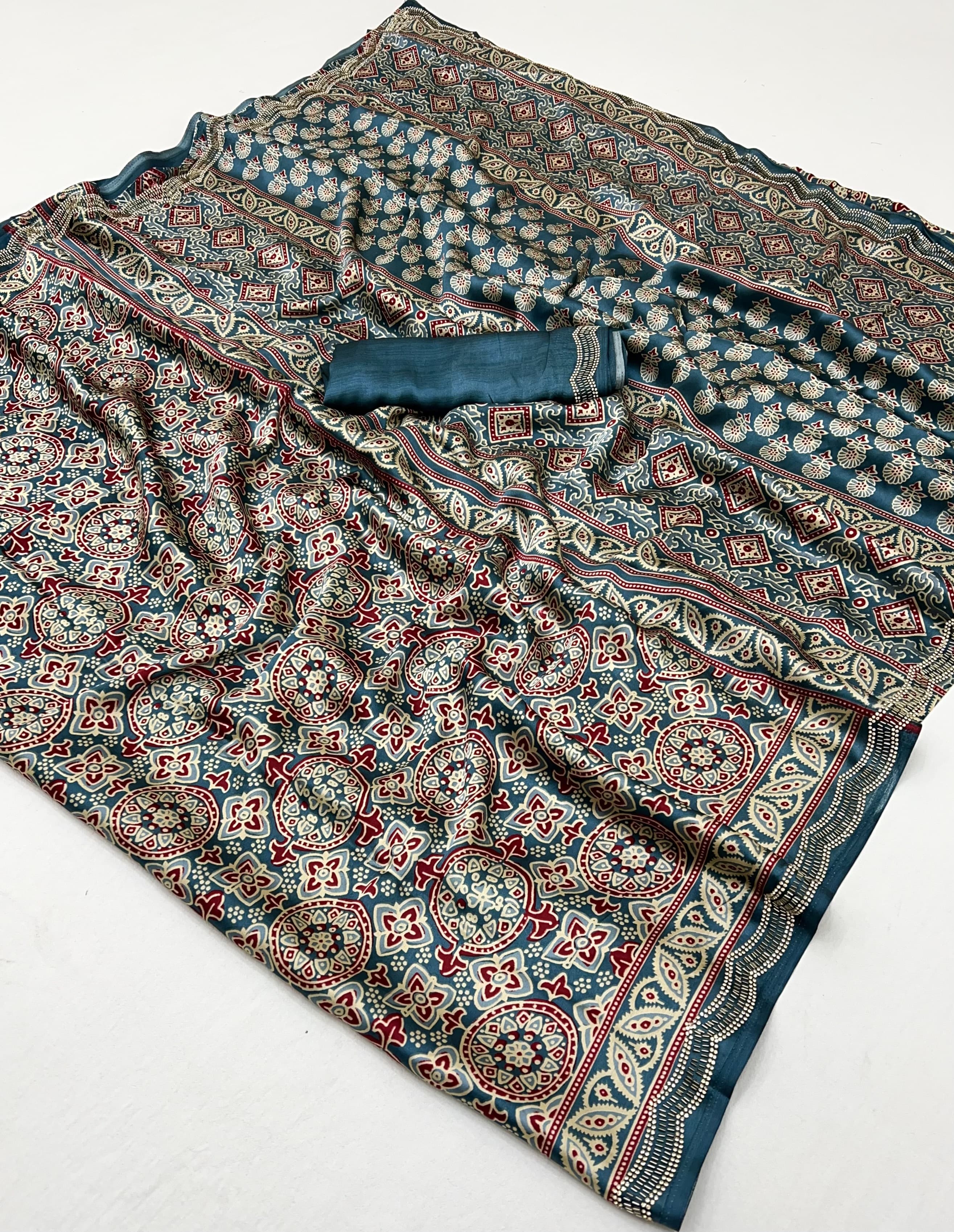 Modal Sartin Ajrak Print Saree