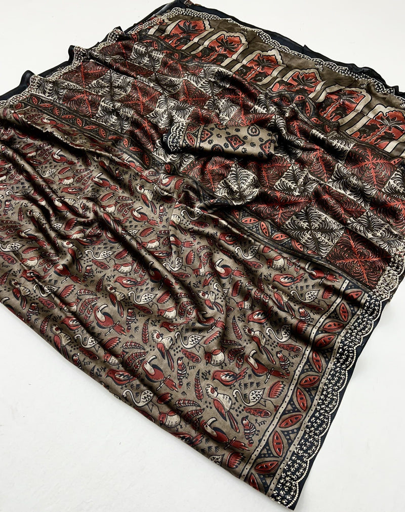 Modal Sartin Ajrak Print Saree