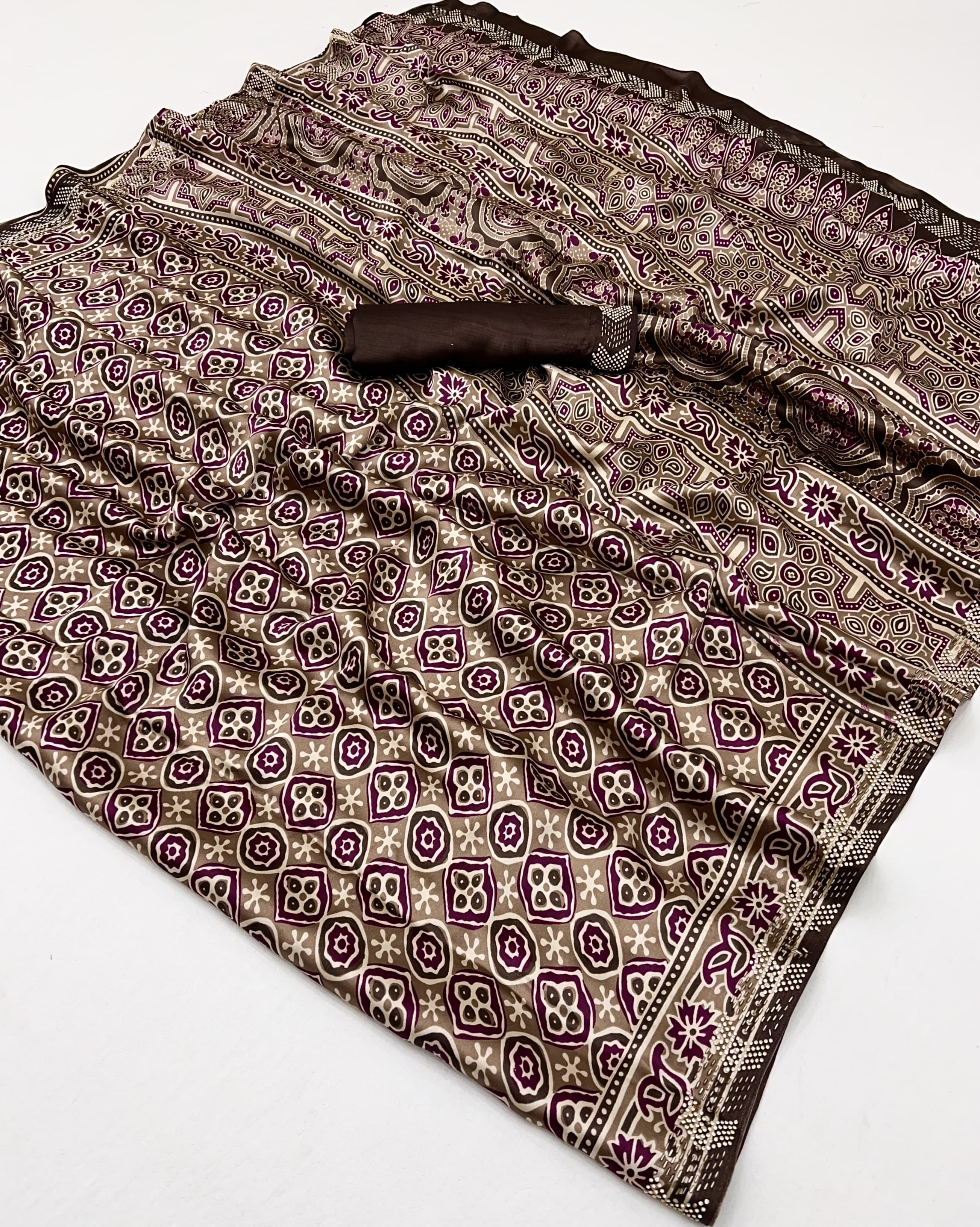 Modal Sartin Ajrak Print Saree