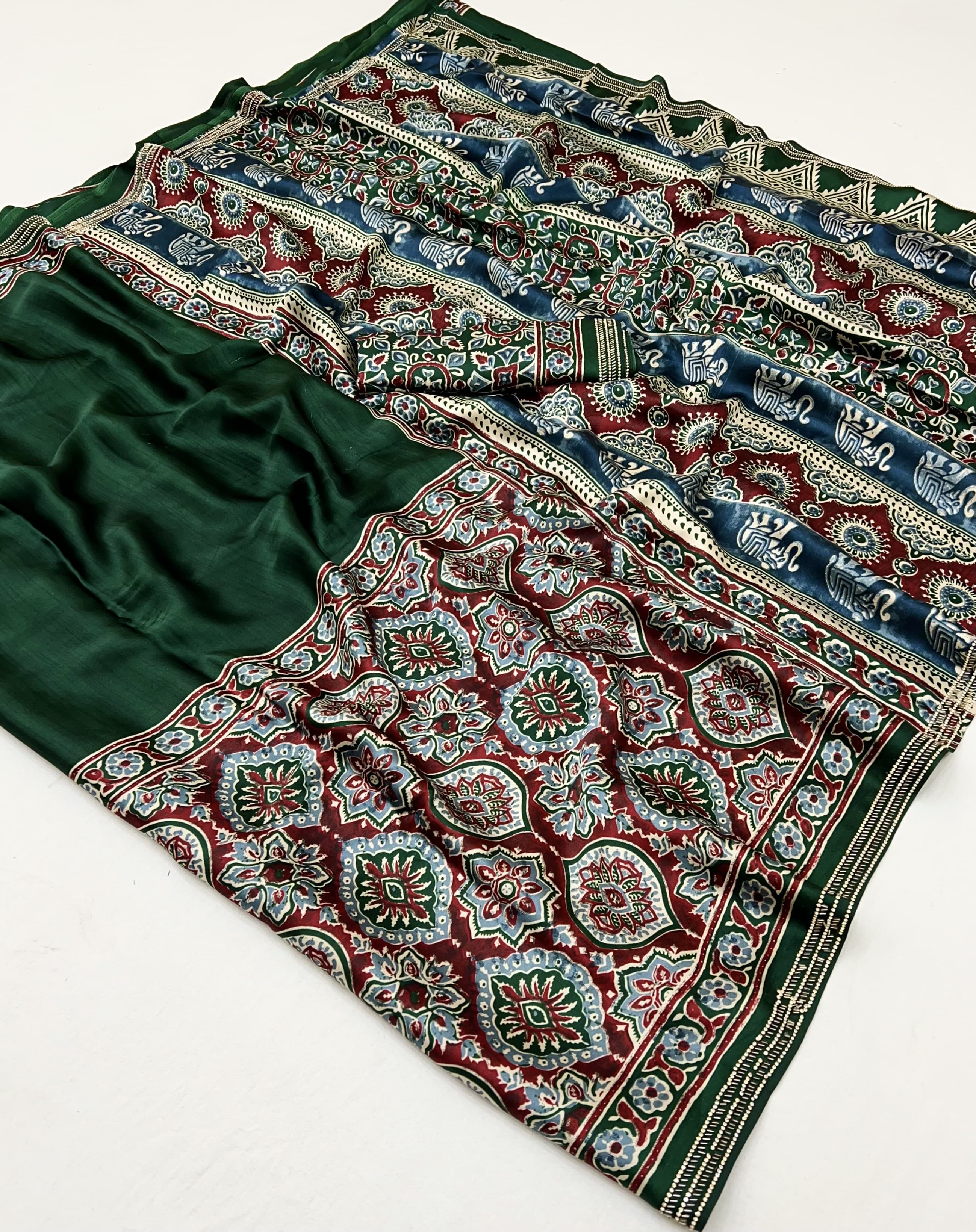 Modal Sartin Ajrak Print Saree