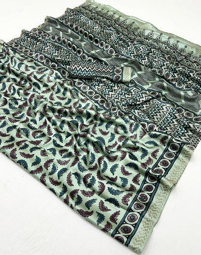 Modal Sartin Ajrak Print Saree