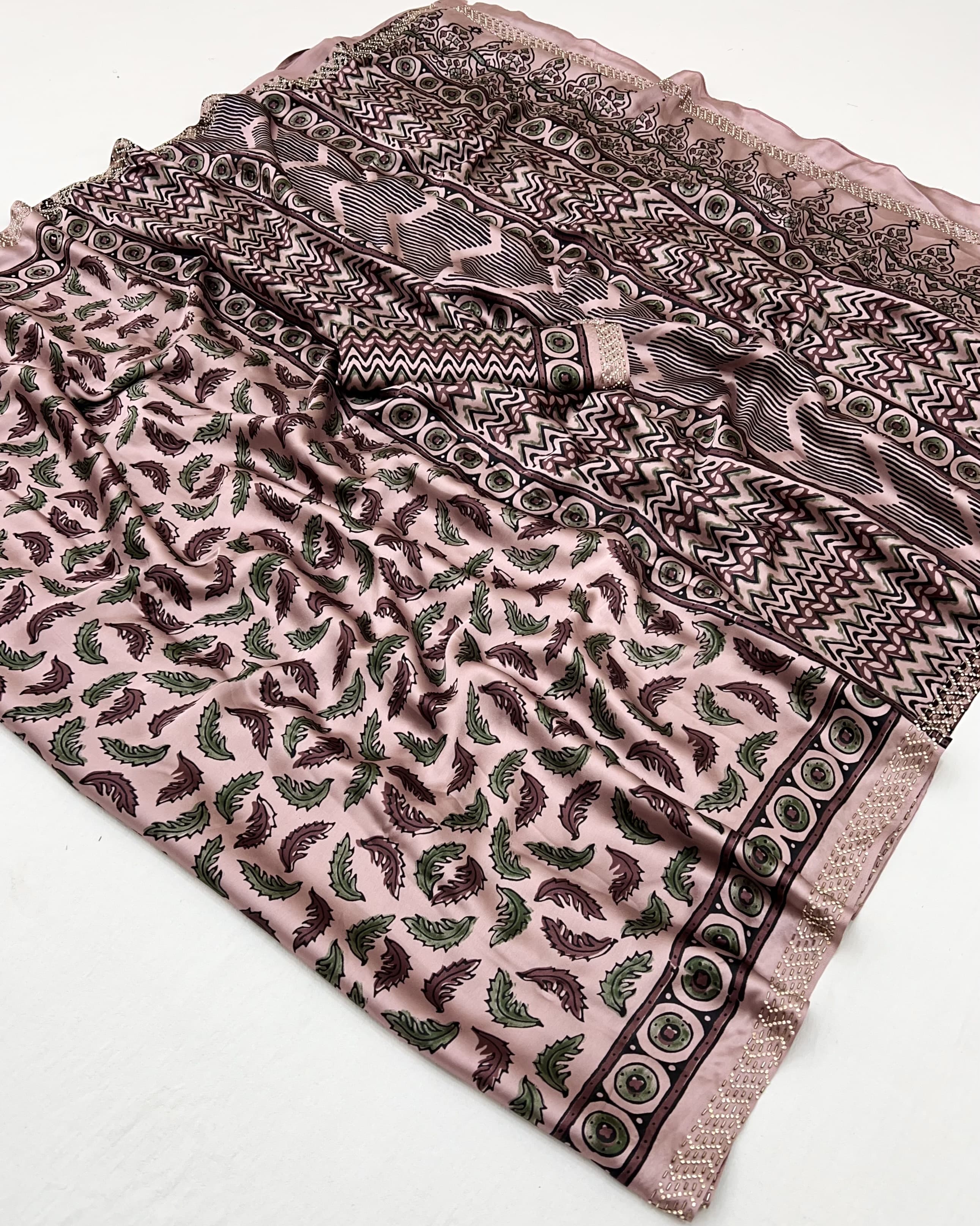 Modal Sartin Ajrak Print Saree