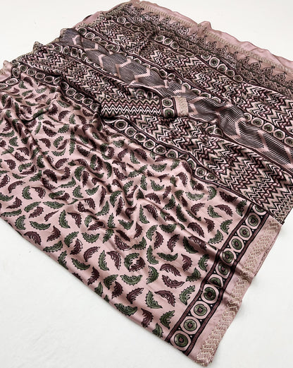 Modal Sartin Ajrak Print Saree