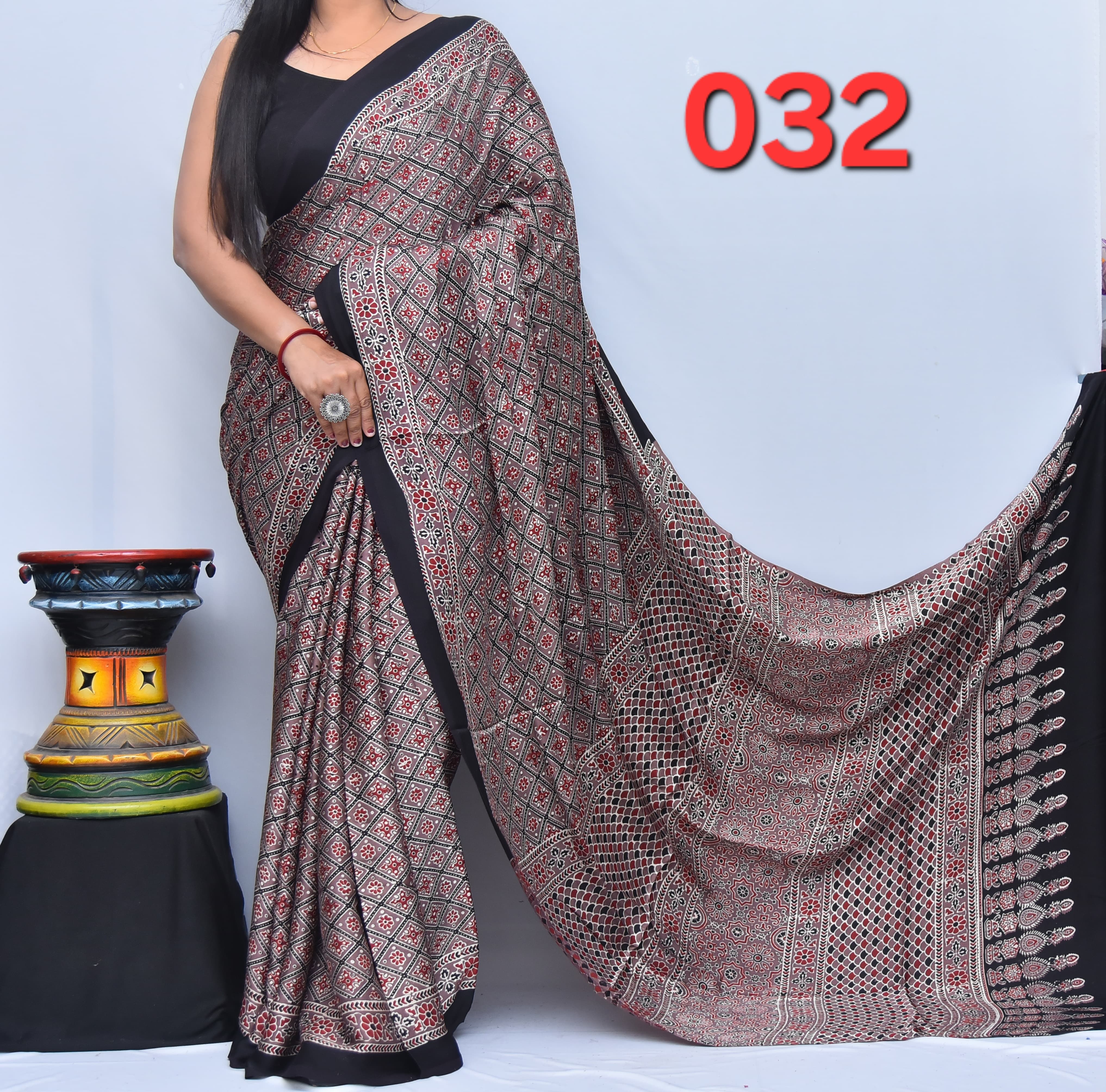 Ajrak Saree