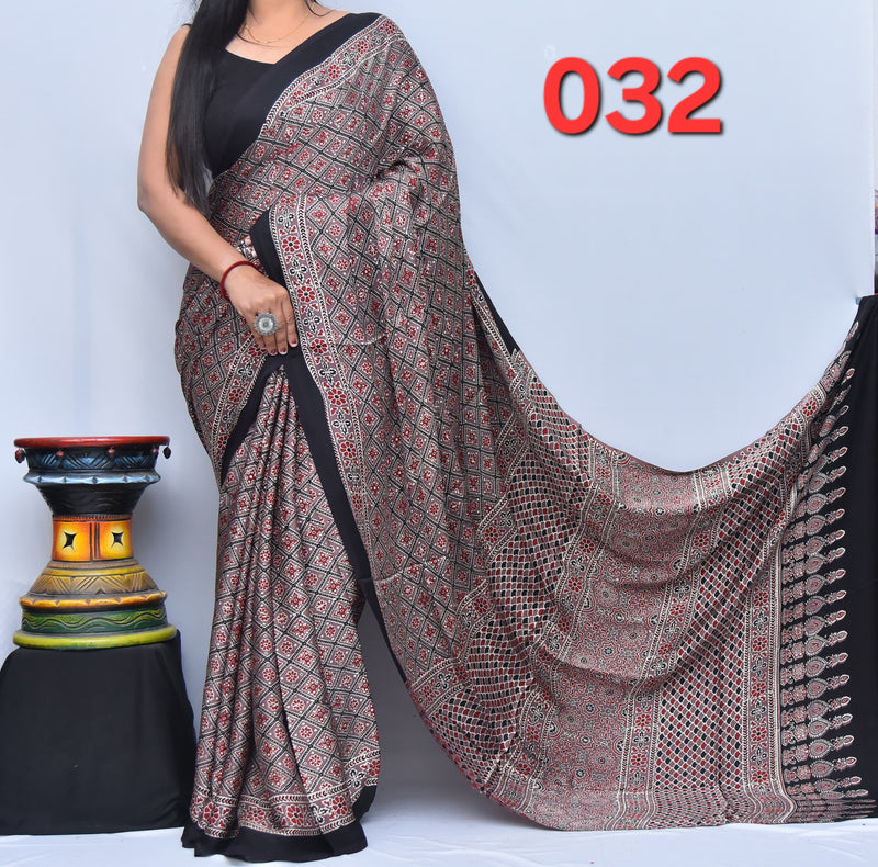 Ajrak Saree
