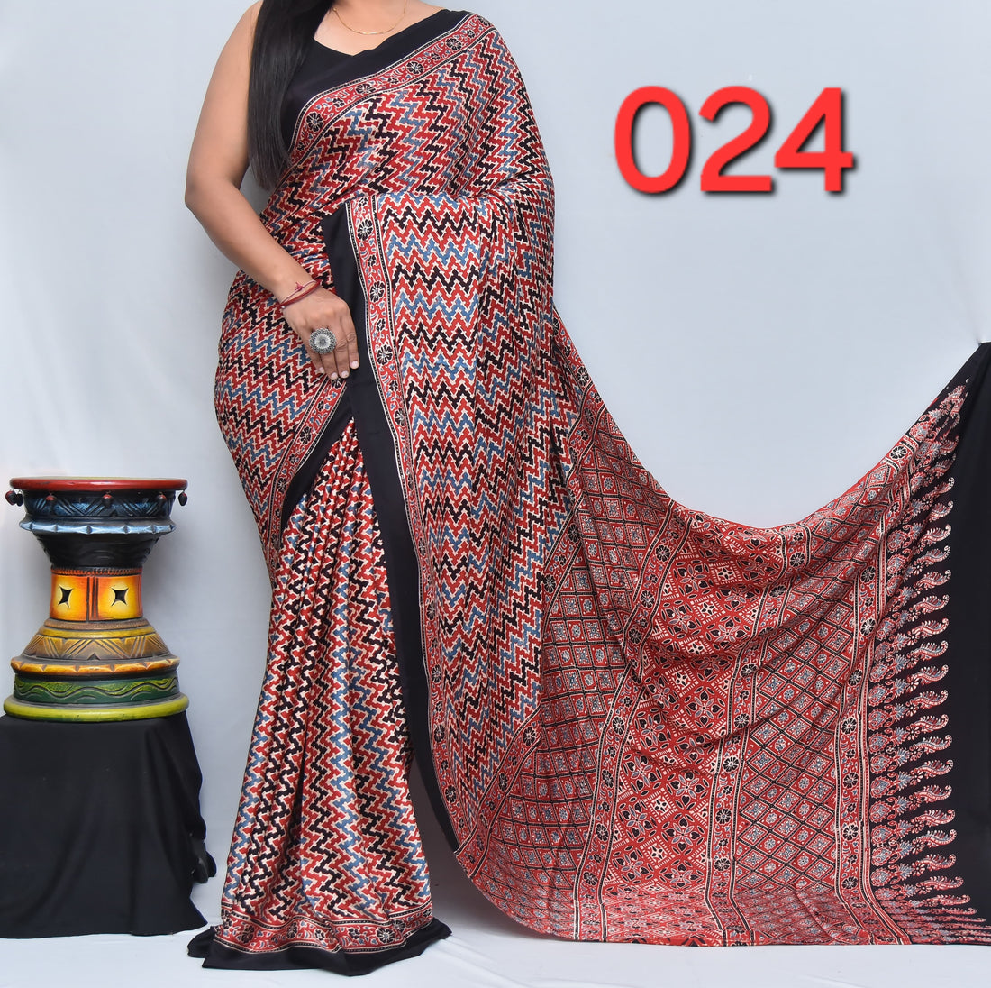 Ajrak Saree