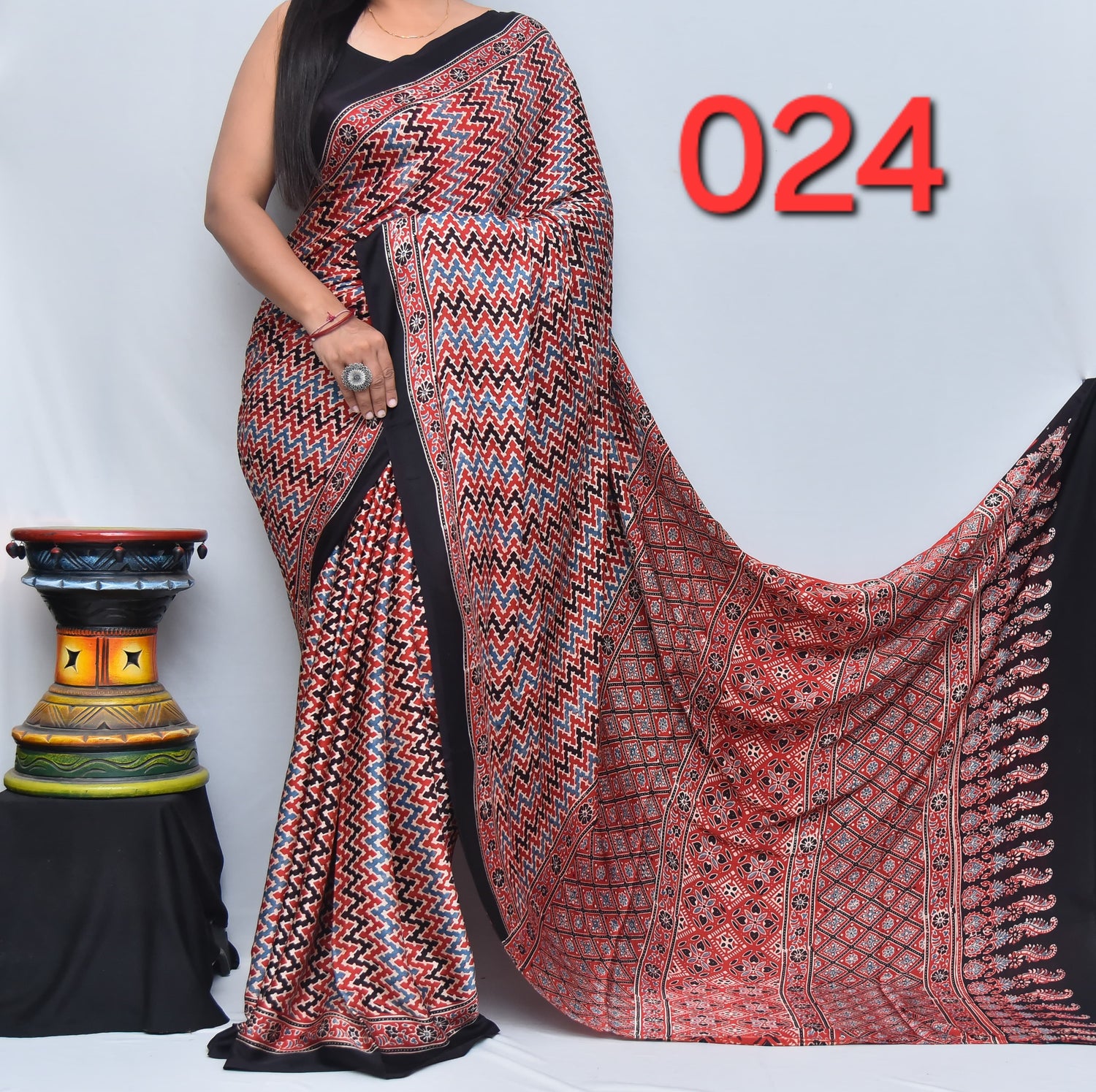 Ajrak Saree