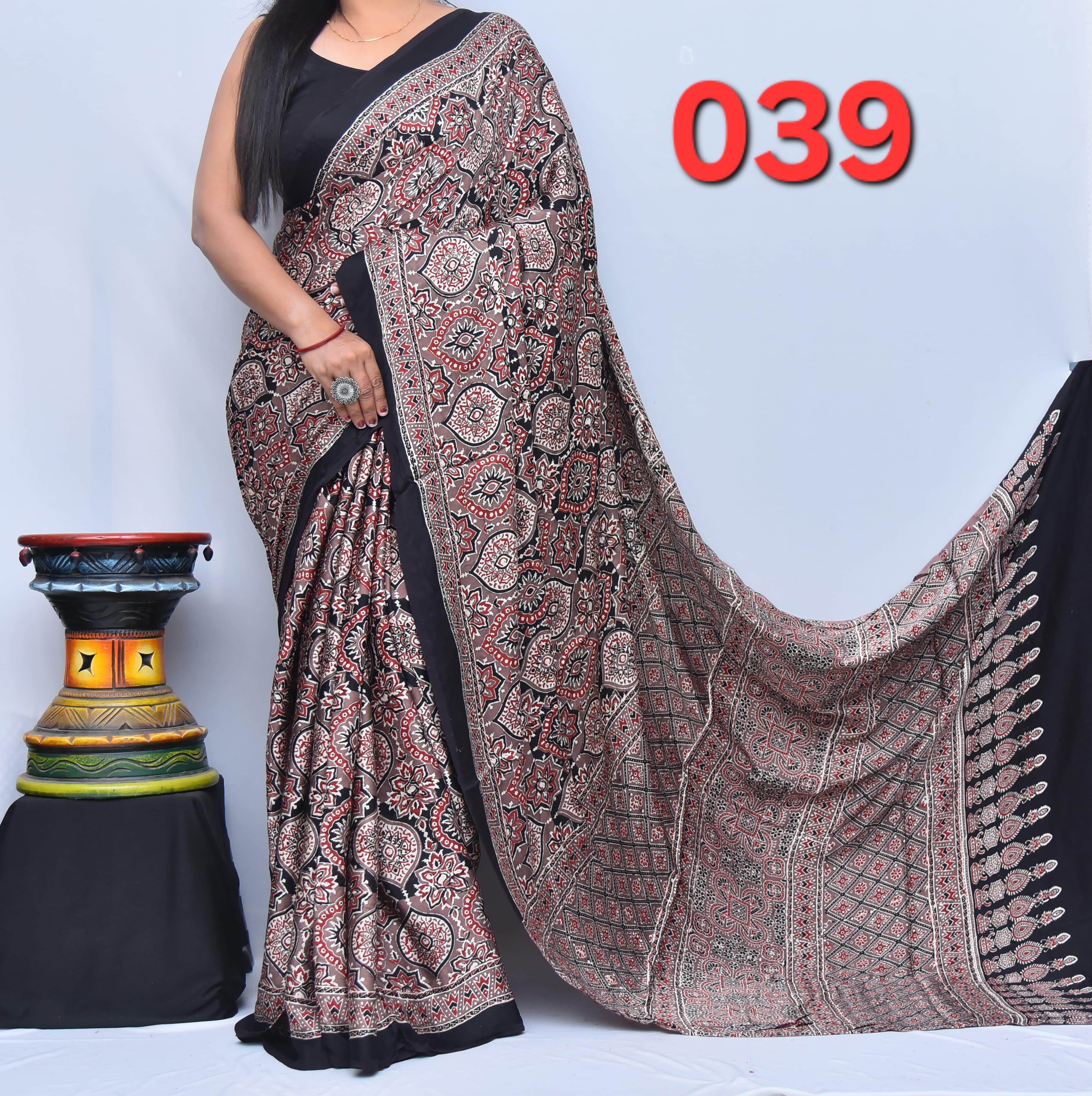 Ajrak Saree