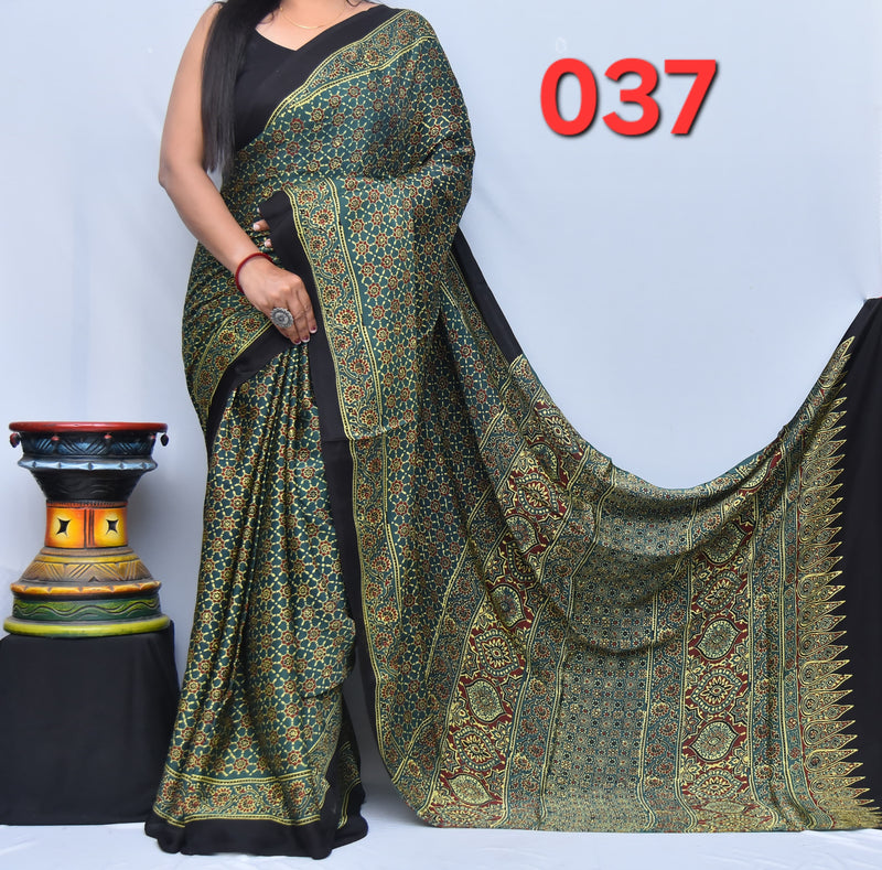 Ajrak Saree