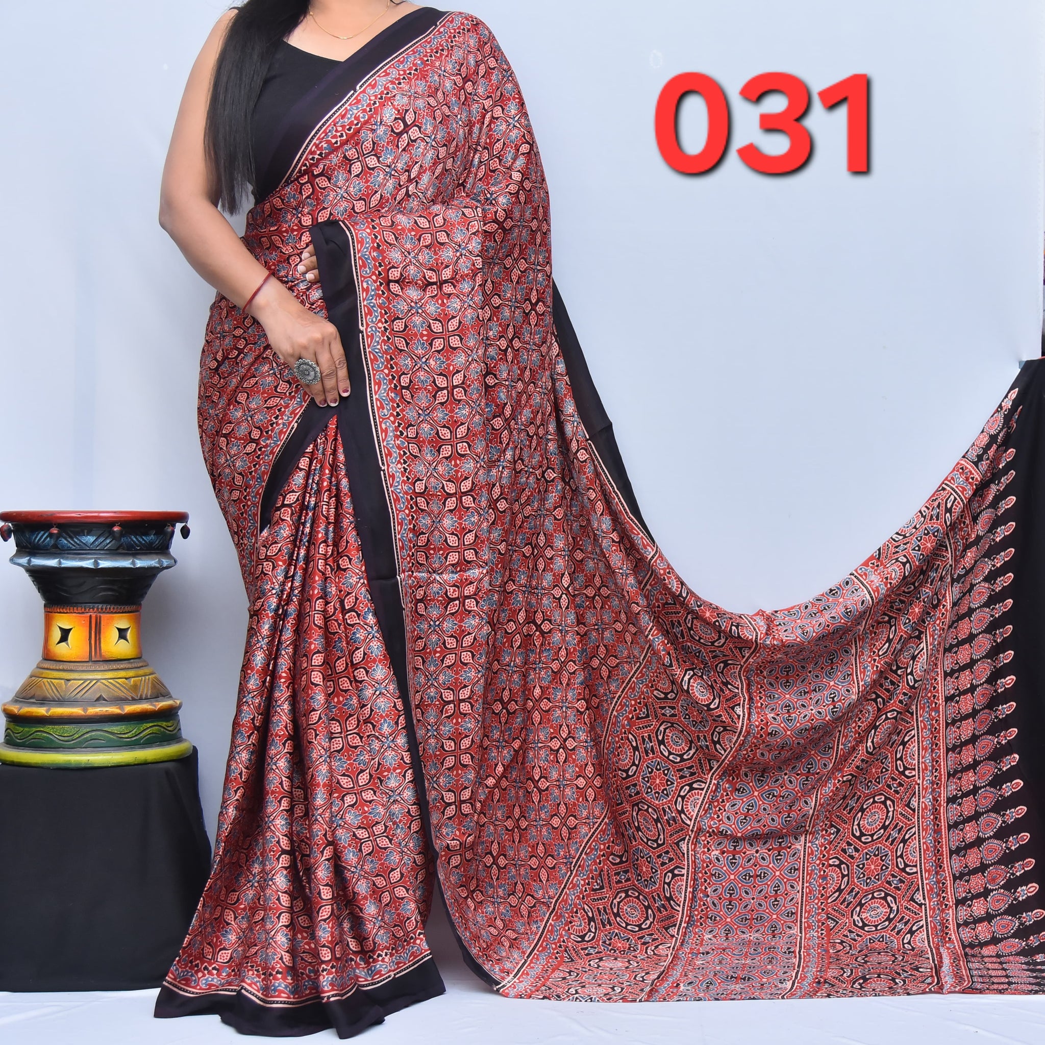 Ajrak Saree