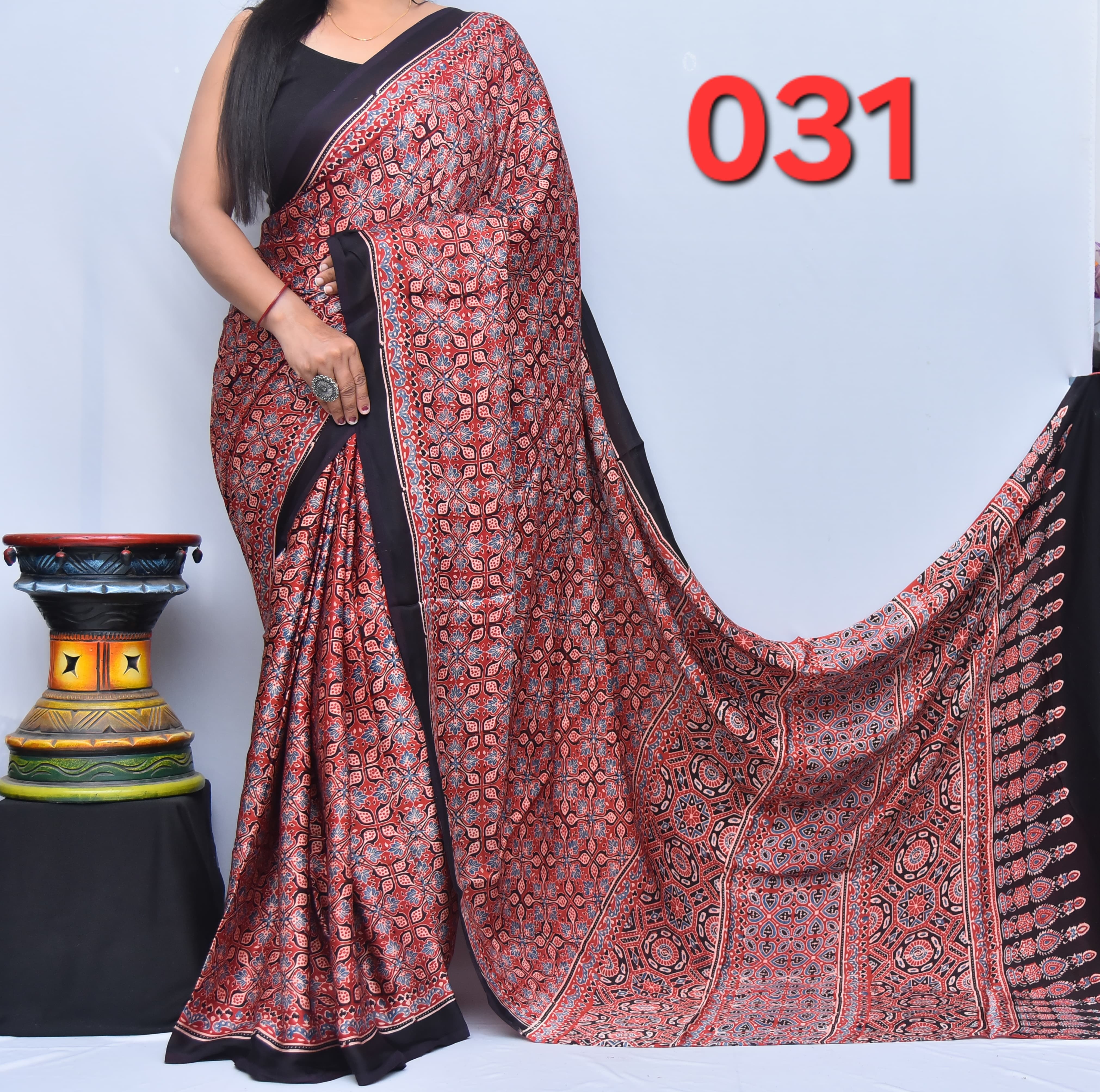 Ajrak Saree