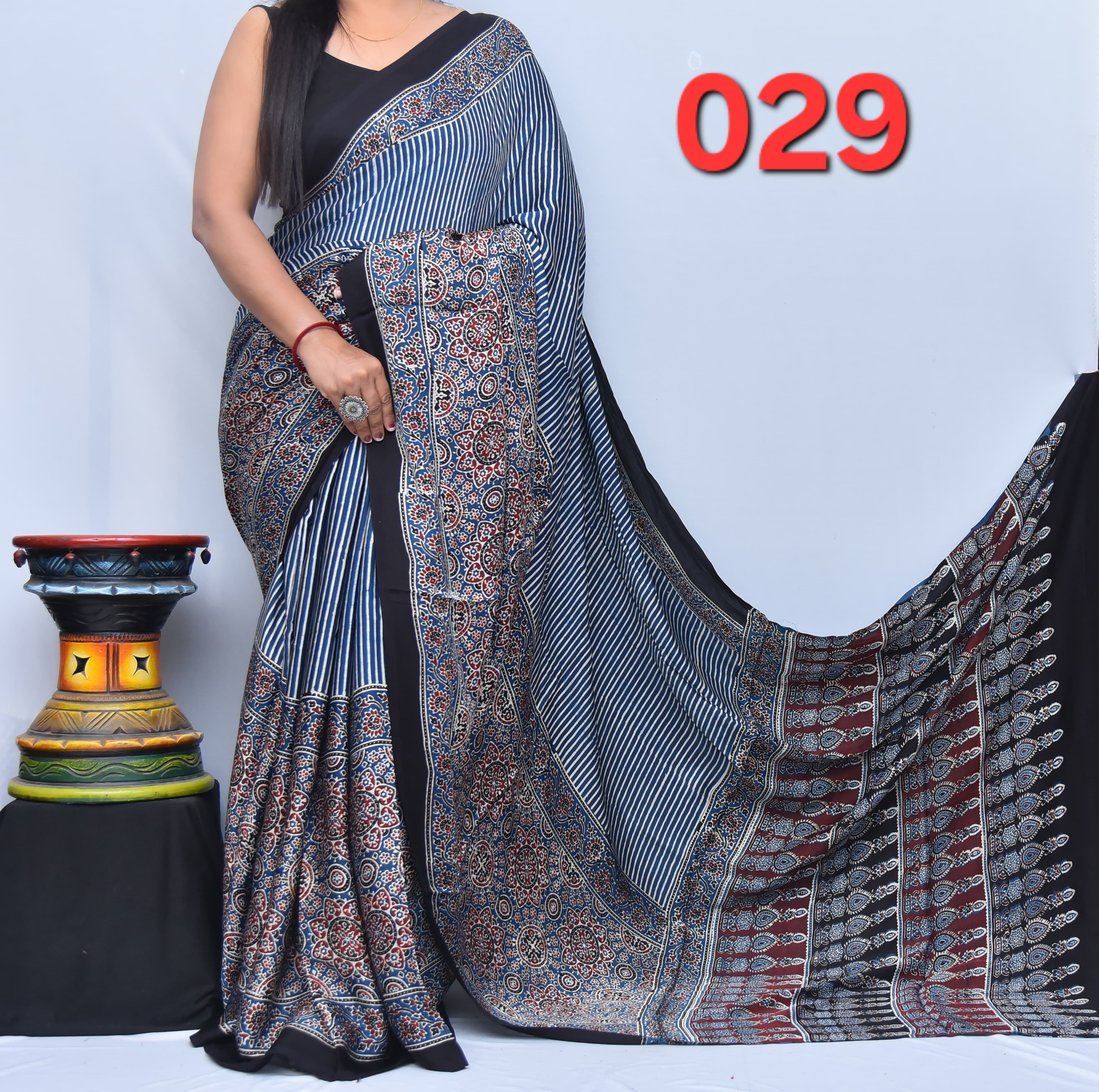 Ajrak Saree