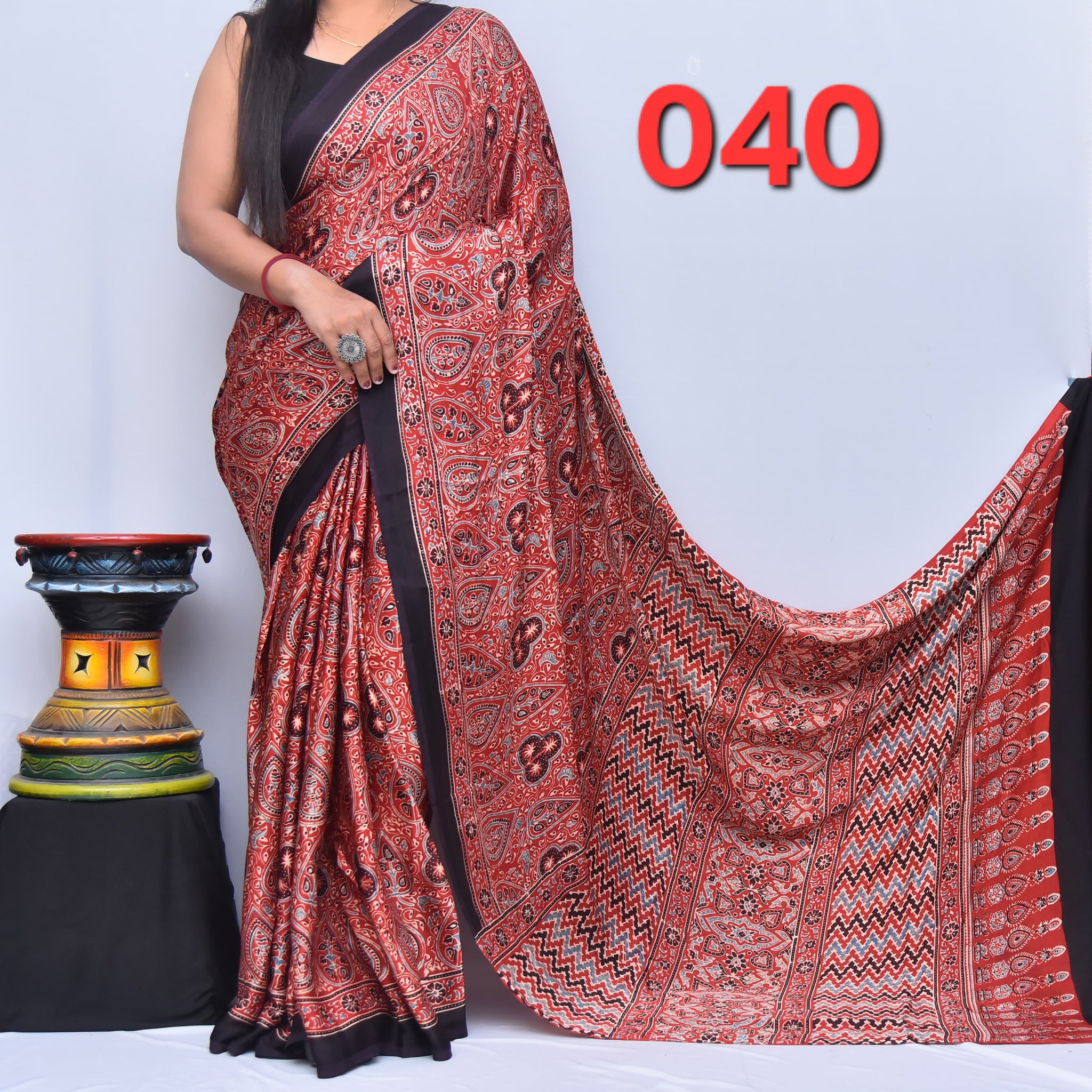 Ajrak Saree