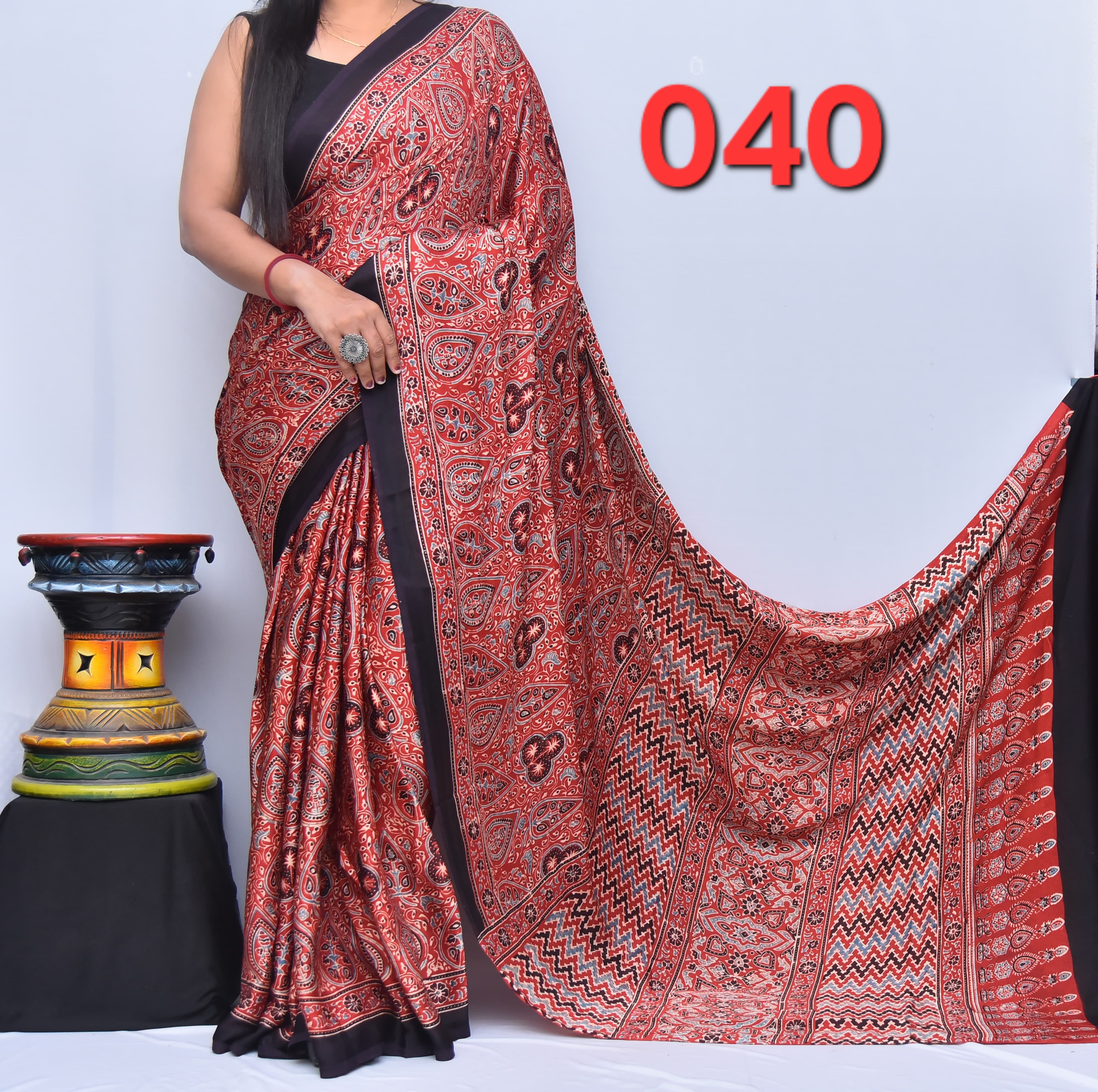 Ajrak Saree