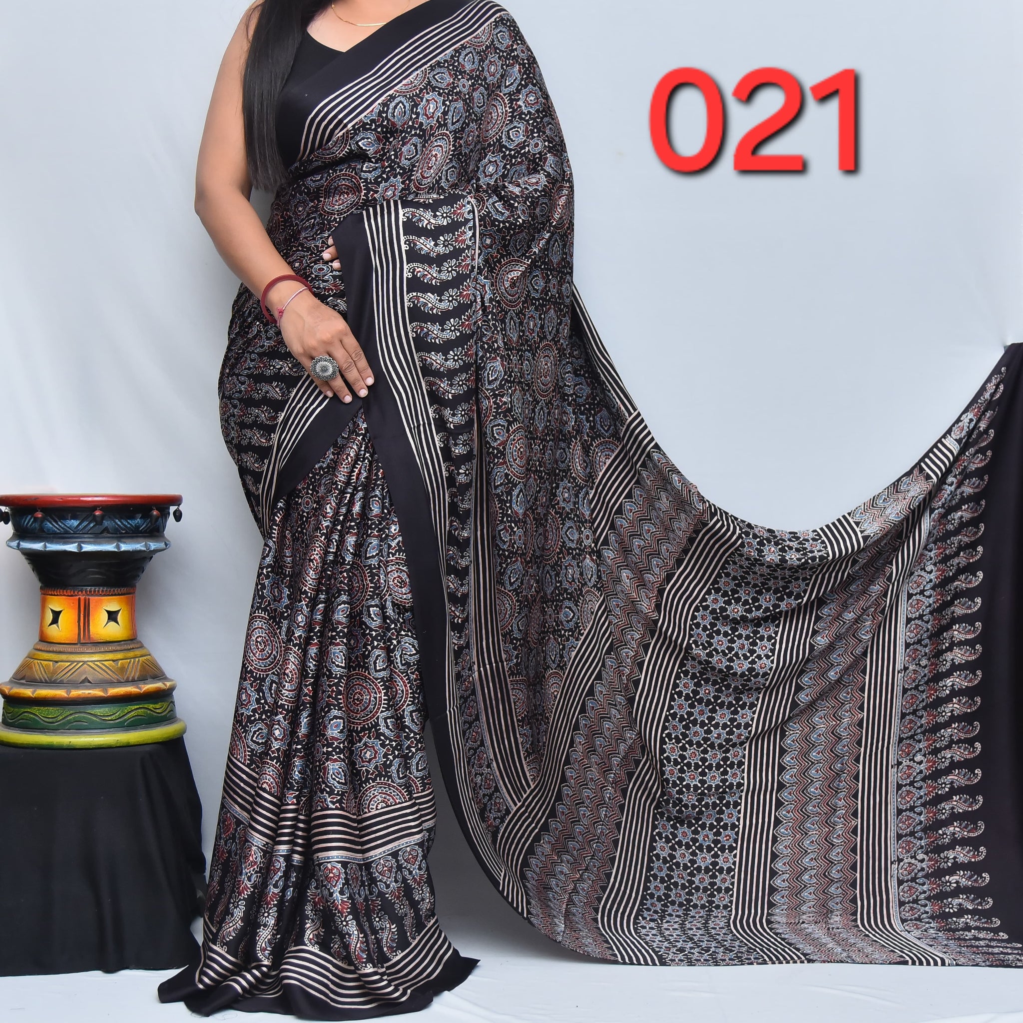 Ajrak Saree