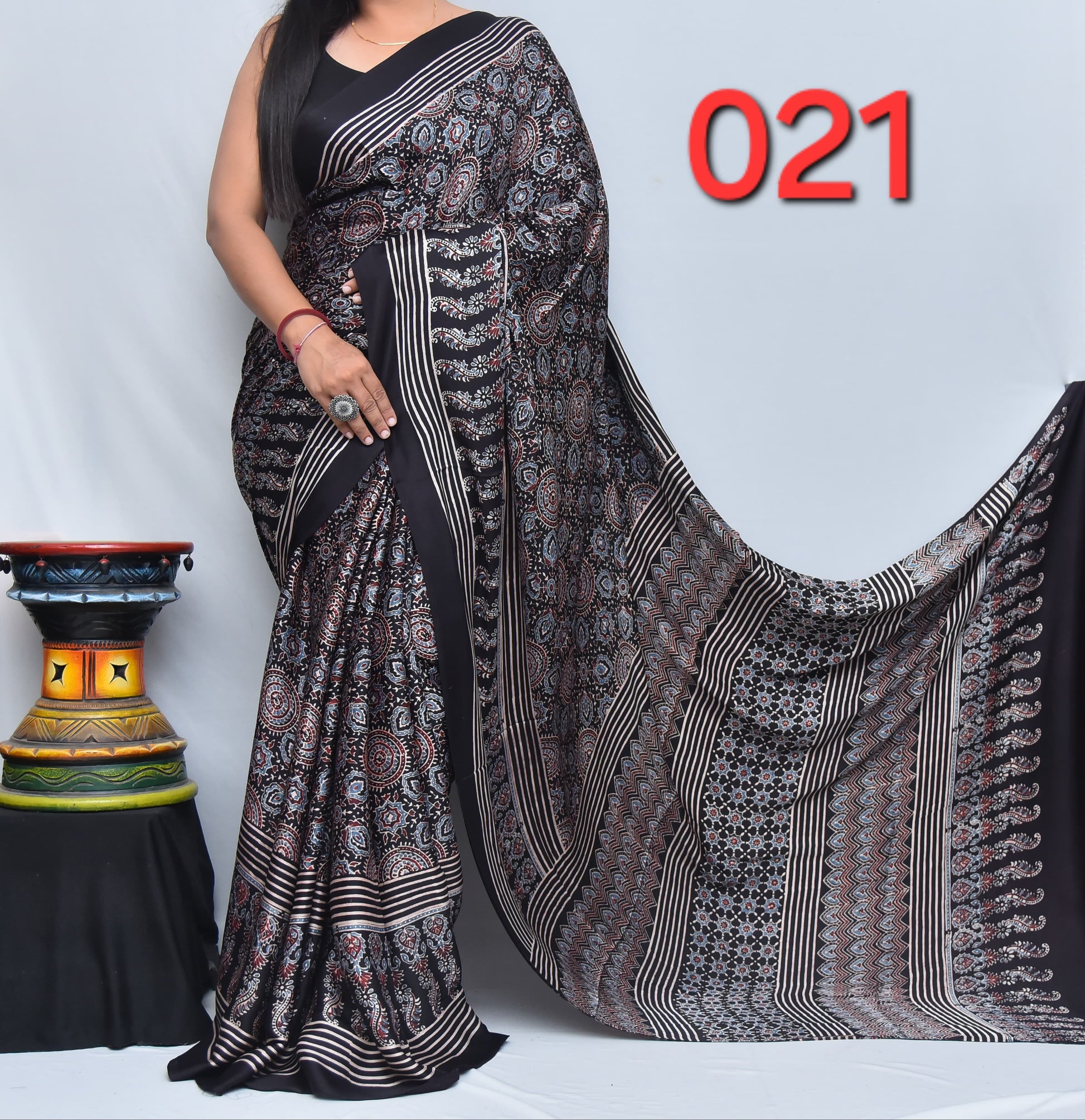 Ajrak Saree