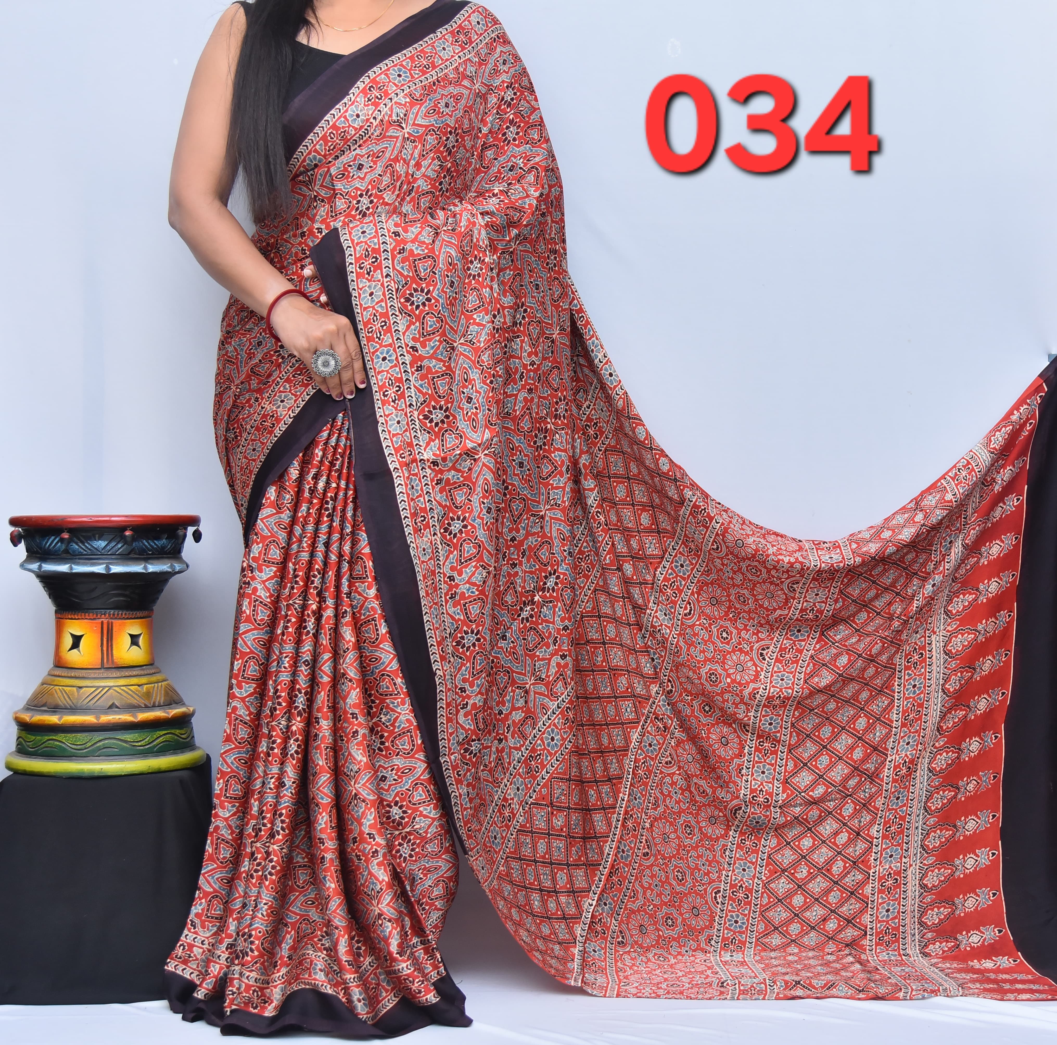 Ajrak Saree