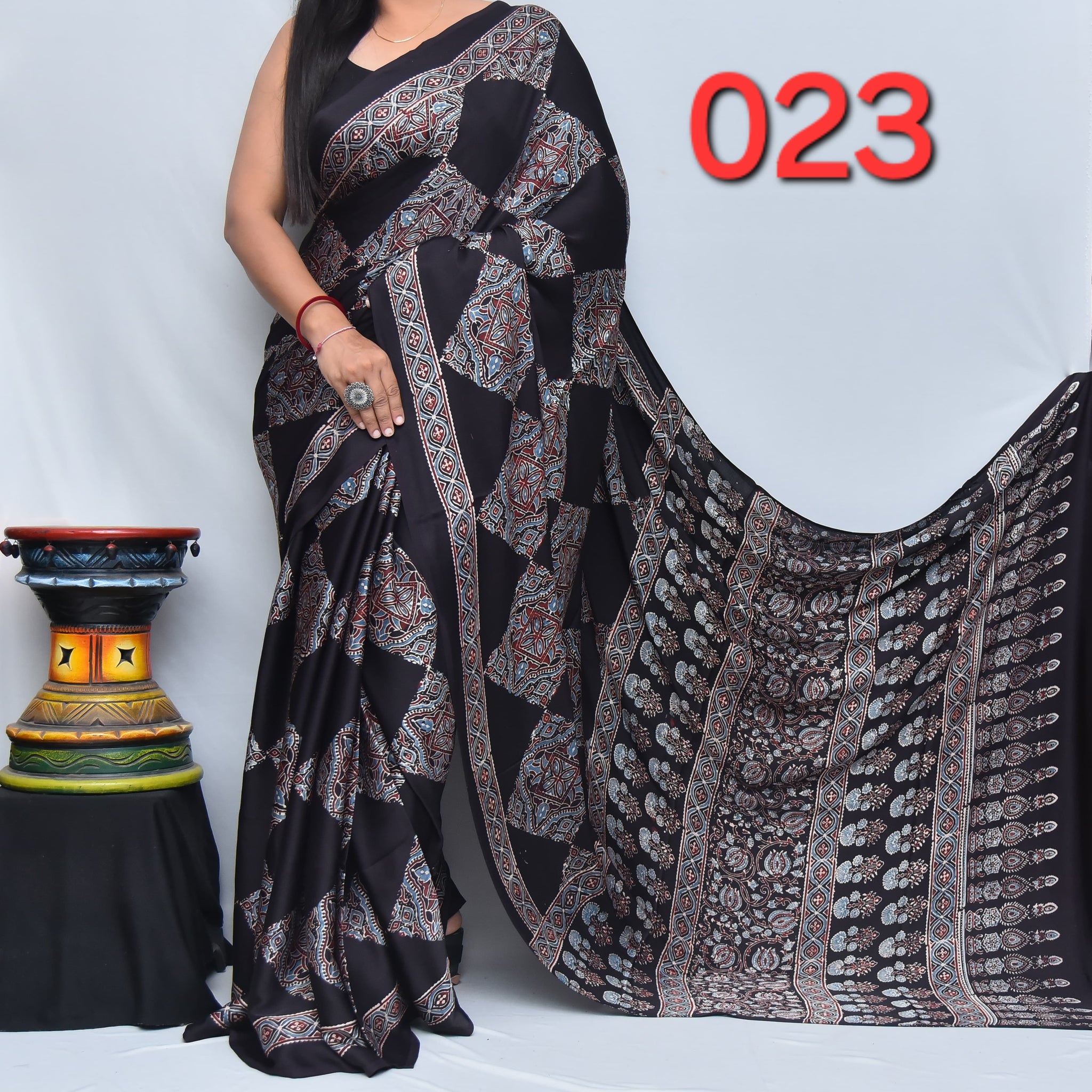 Ajrak Saree