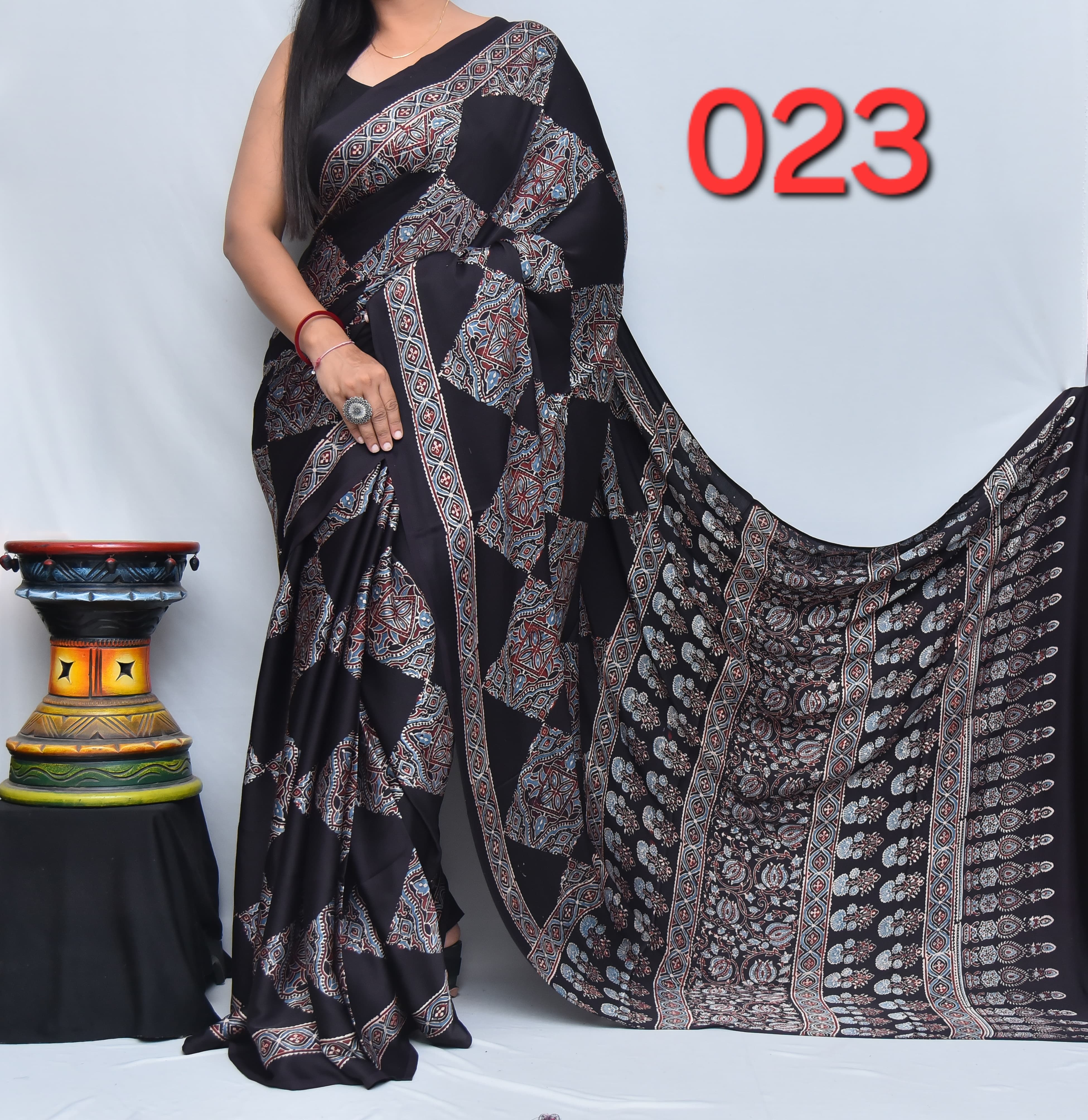 Ajrak Saree